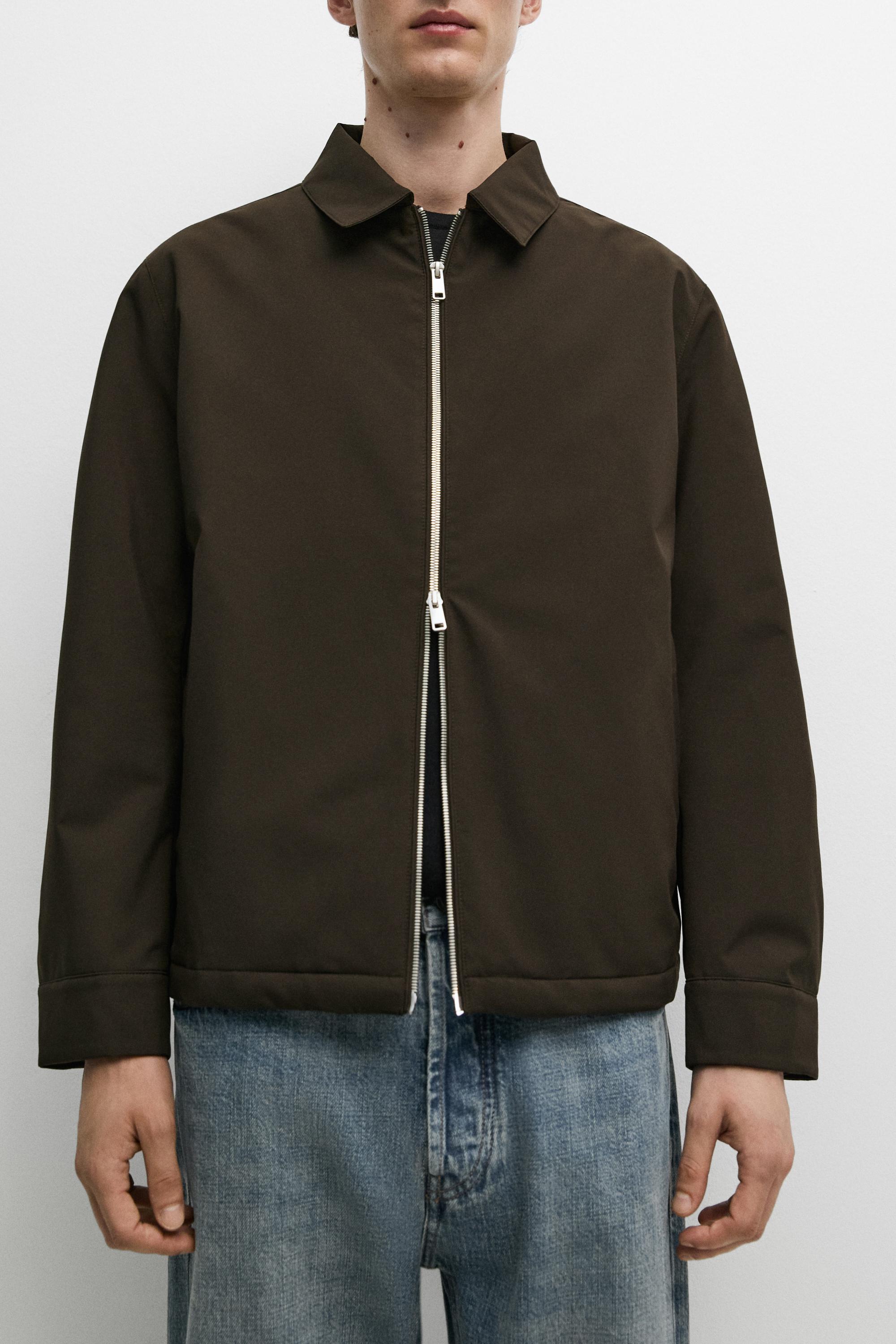Lightweight jacket with collar detail — Chocolate