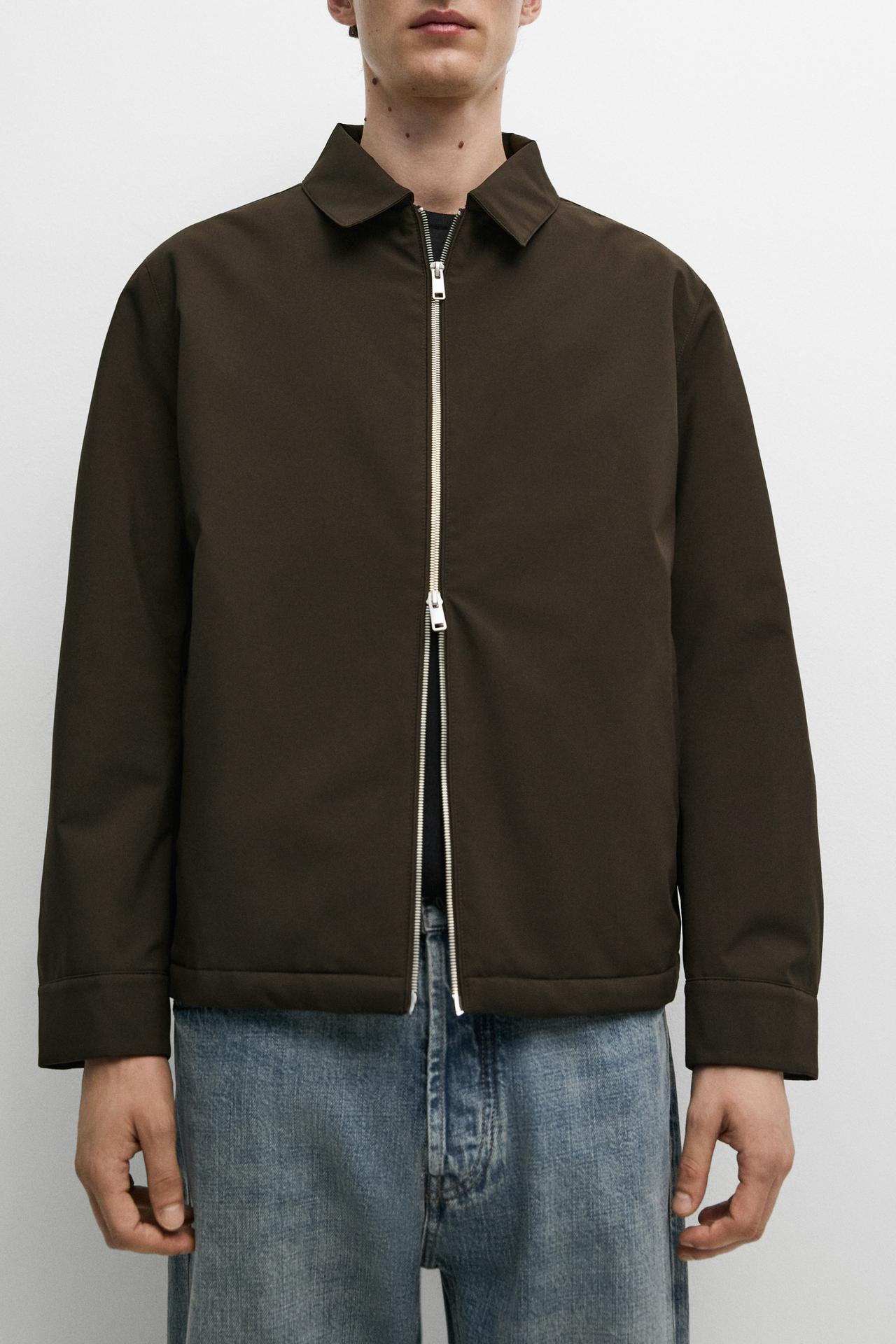 Lightweight jacket with collar detail — Chocolate
