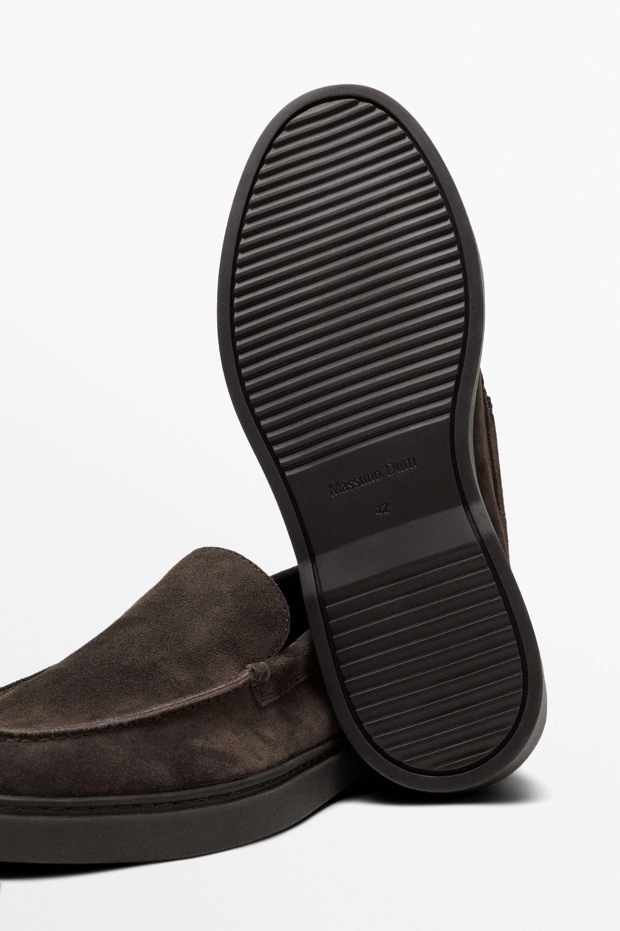 Split suede leather loafer — BROWN