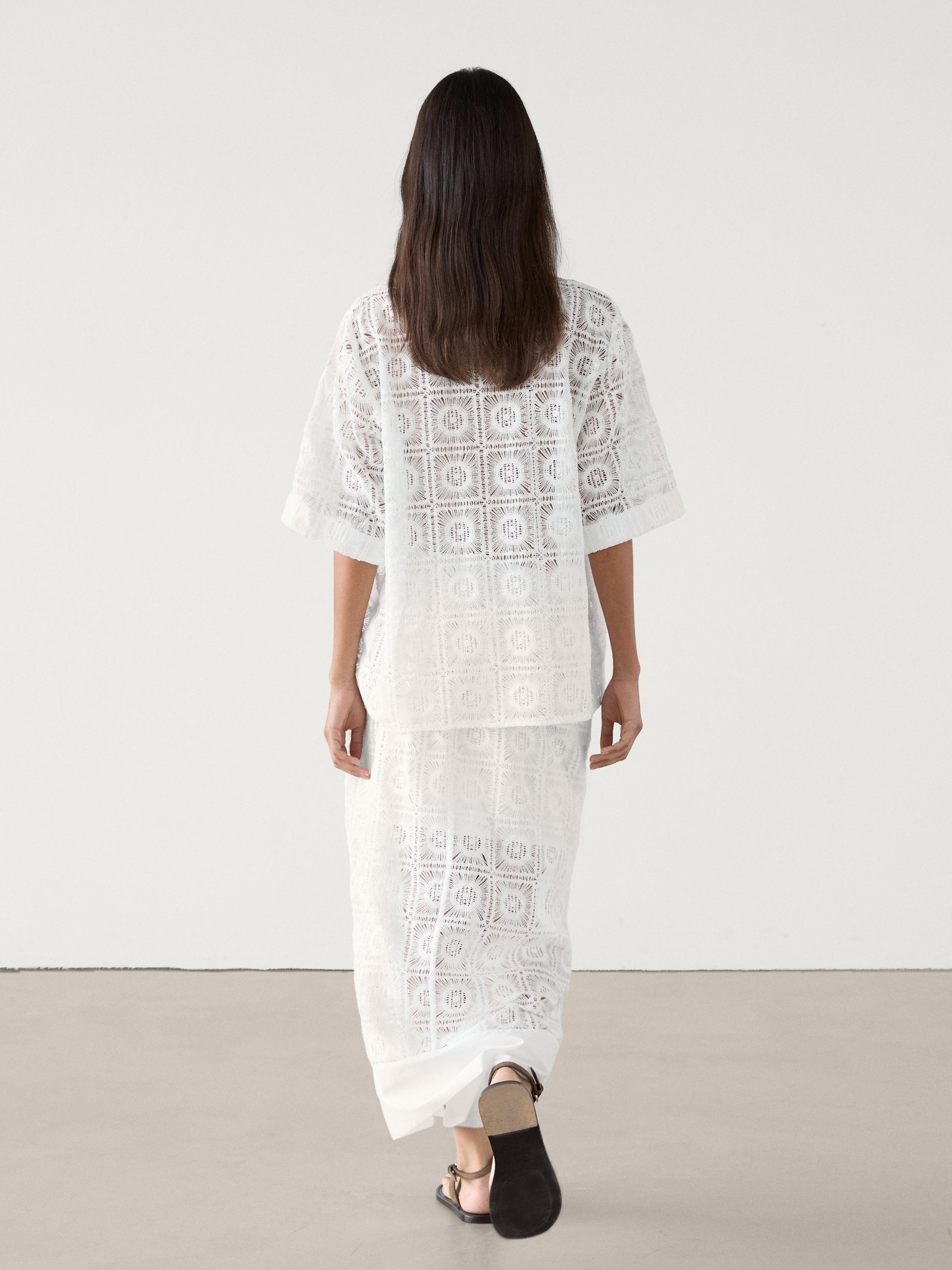Jupe longue en crochet broderie ensemble