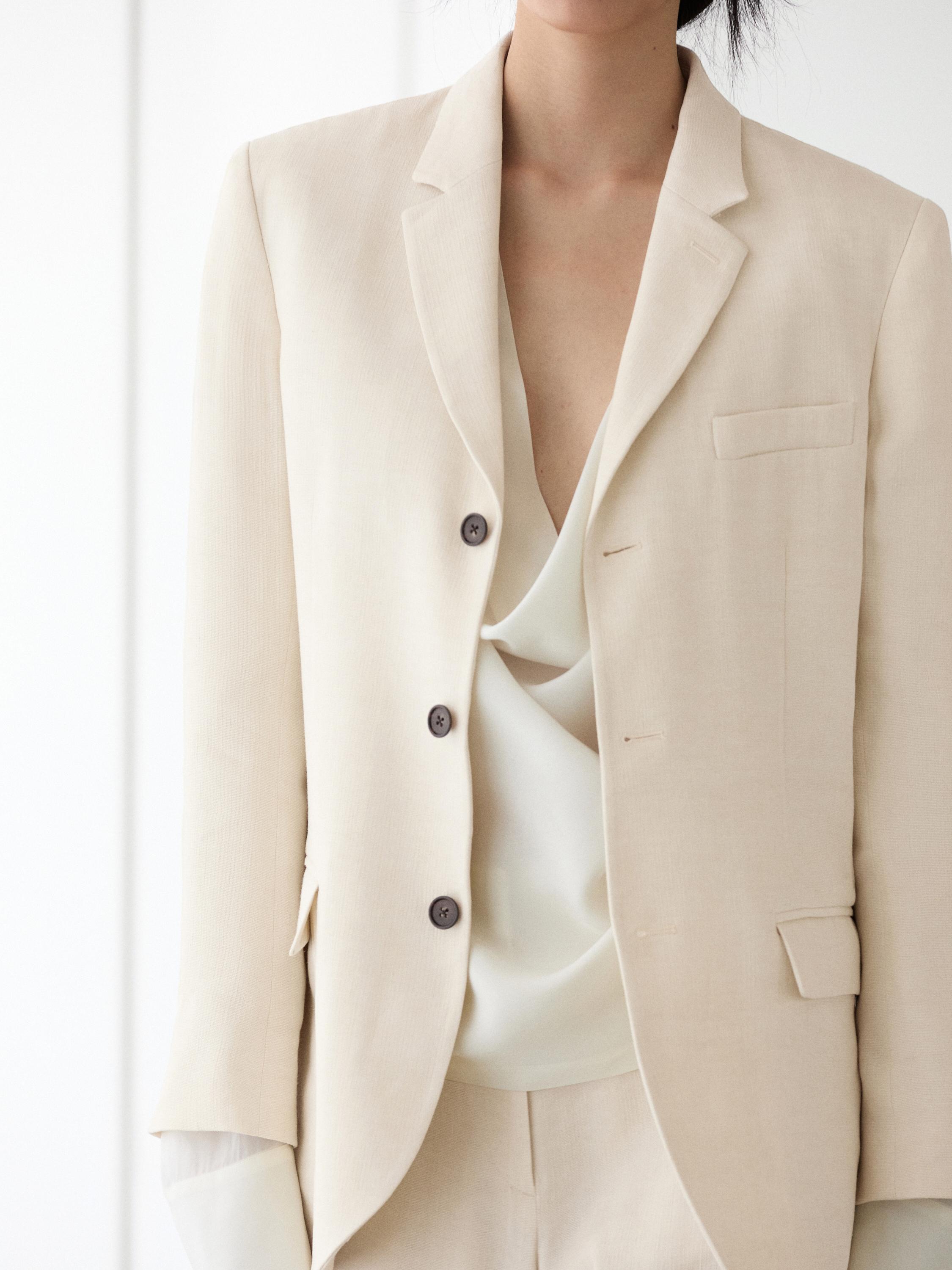 Linen blend suit blazer — CREAM
