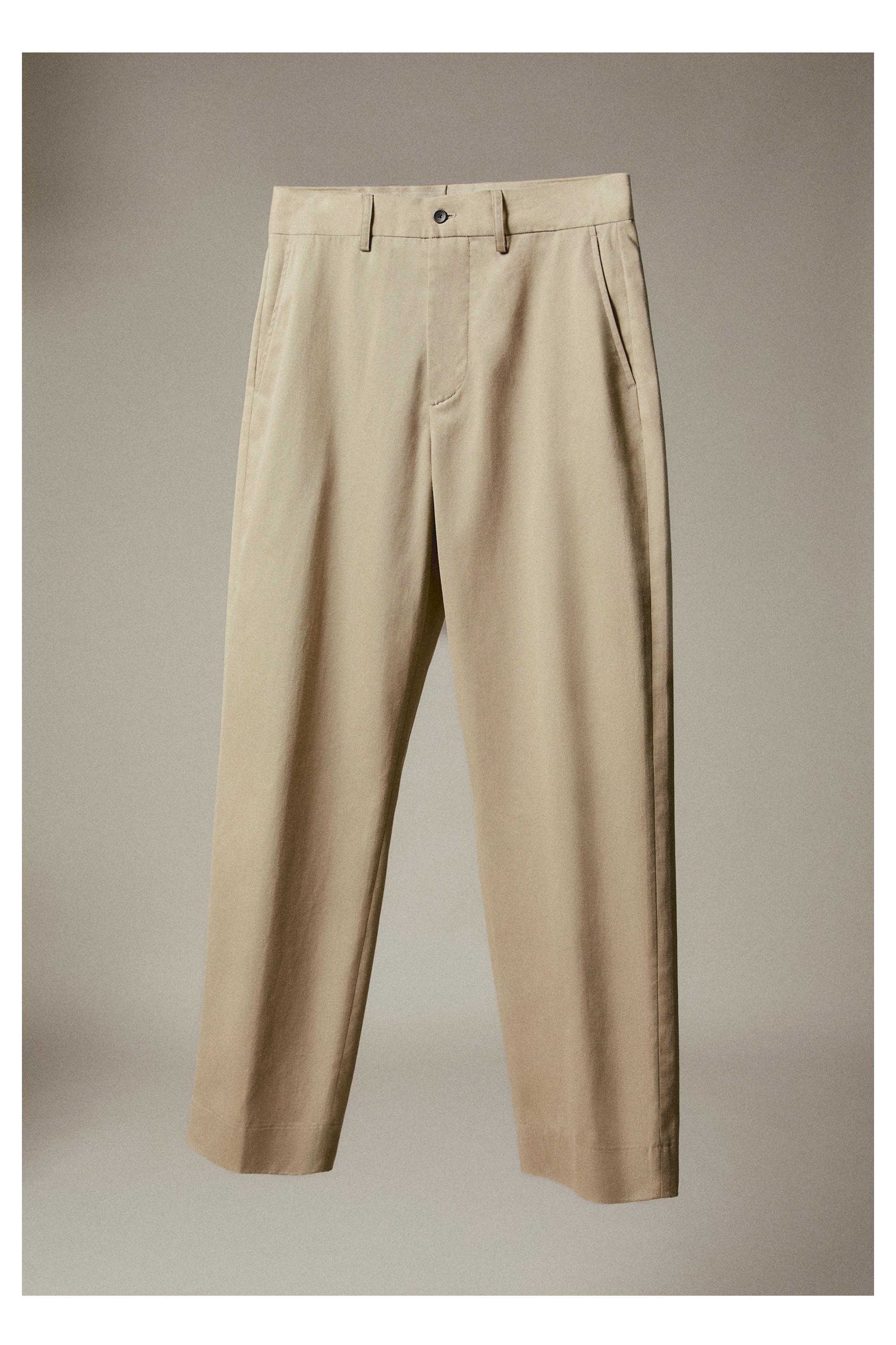 100% cotton wide-leg pants — KHAKI