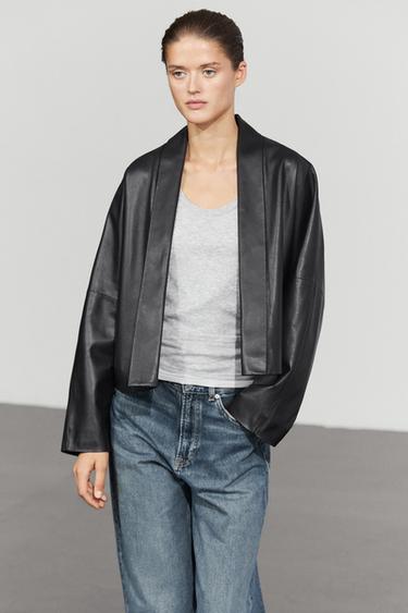 Double-breasted nappa leather jacket — BLACK 3