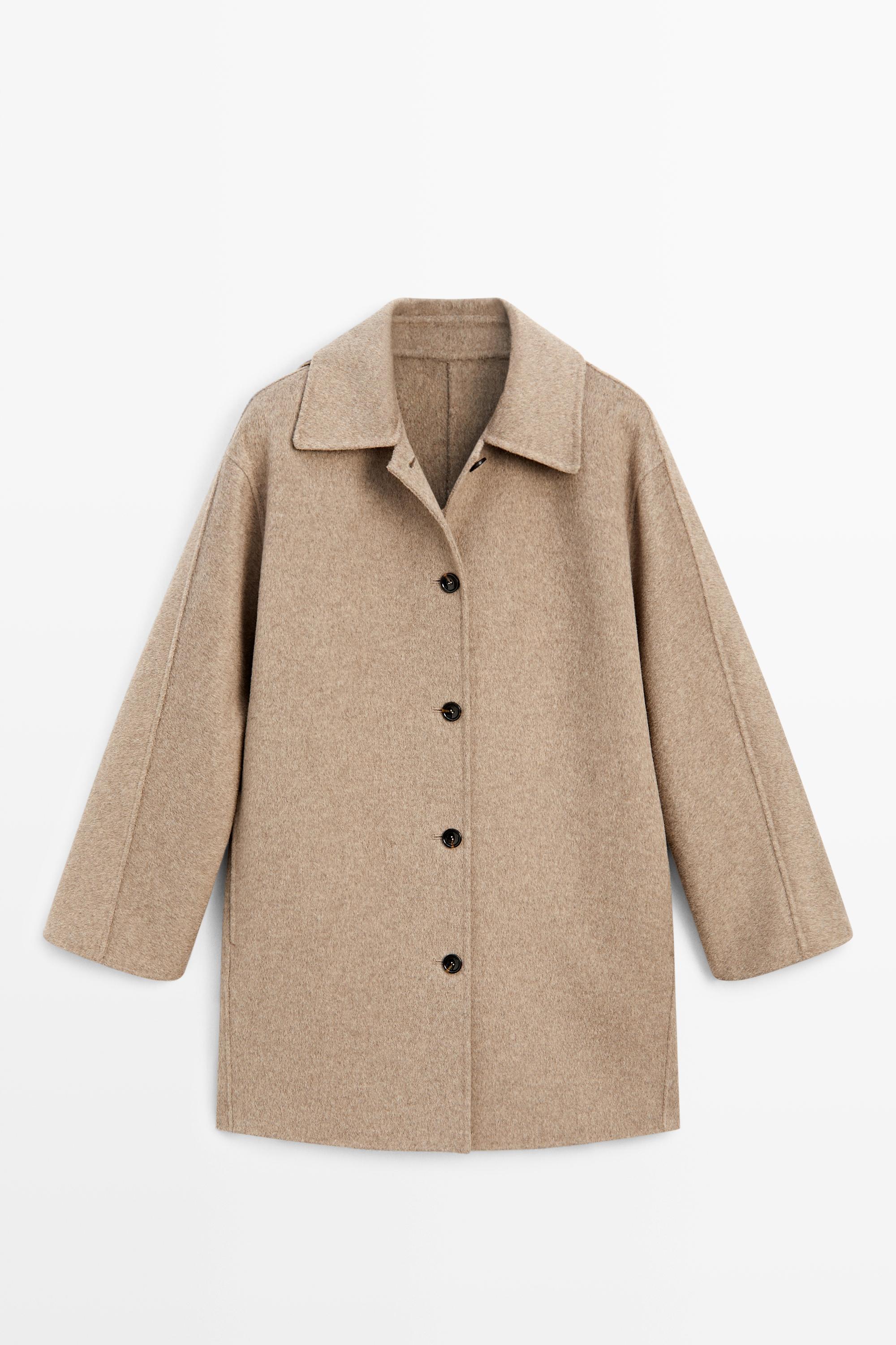 Melange coat with collar detail