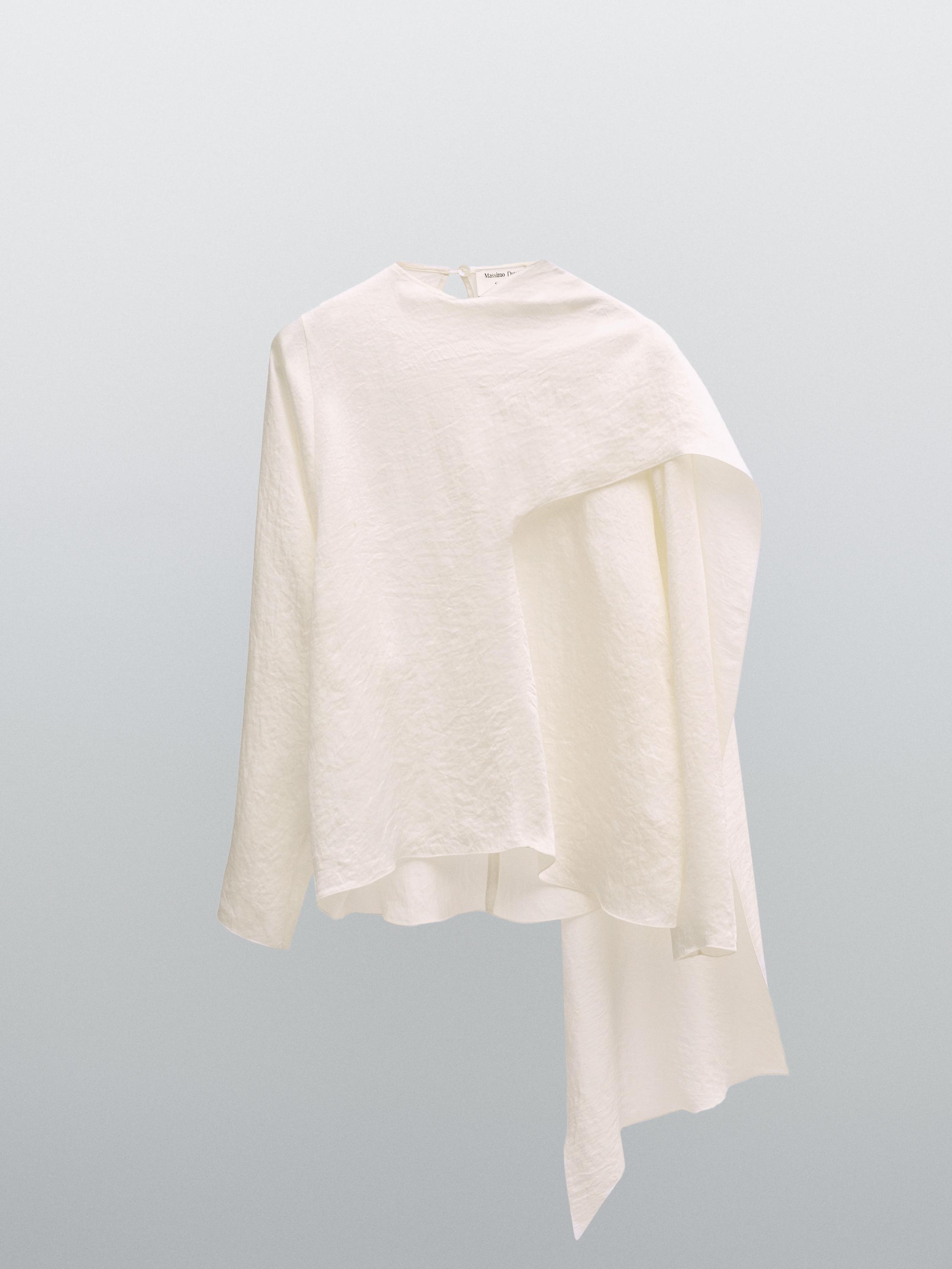 Flowing satin blouse with wraparound collar - STUDIO