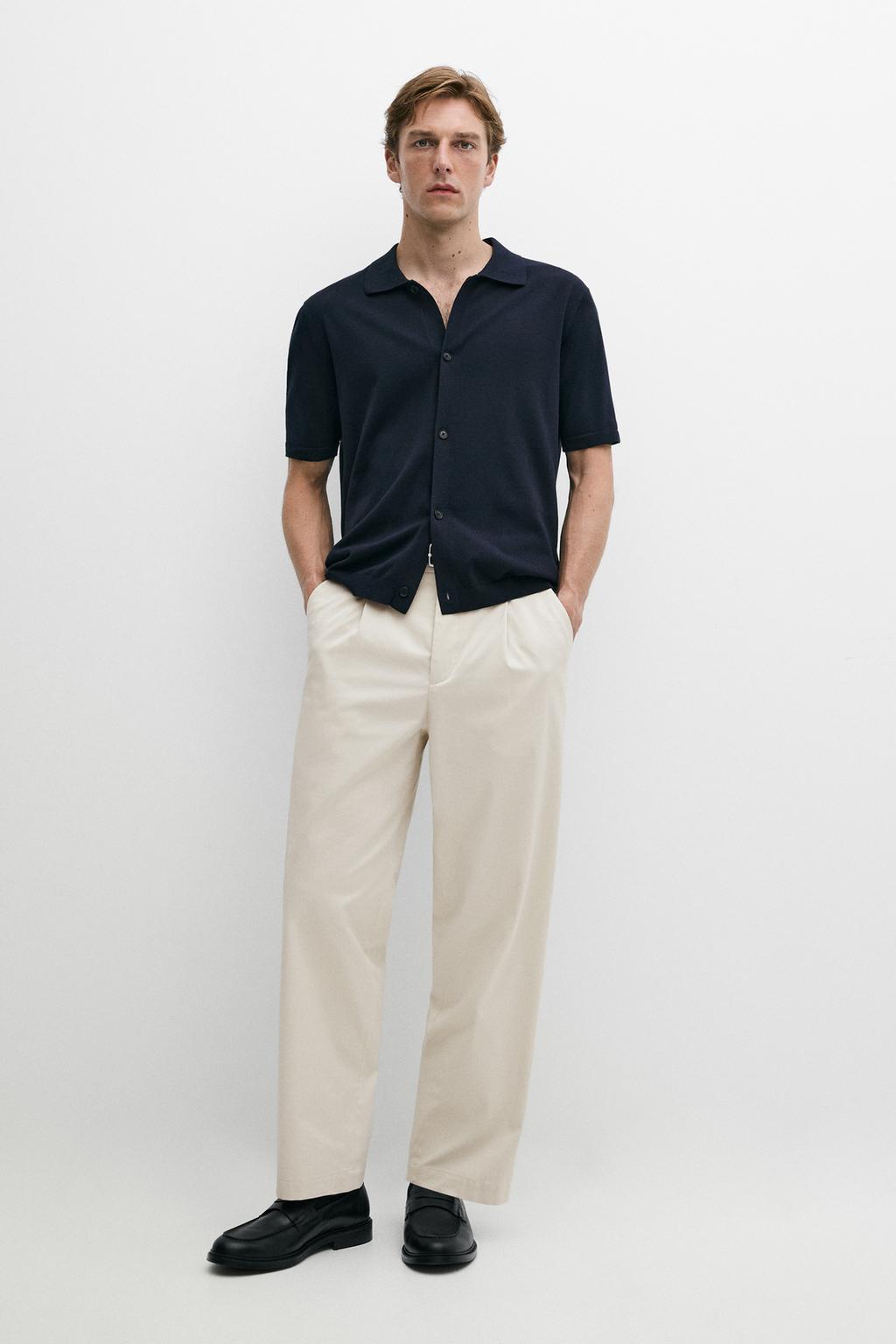Knit cardigan with polo collar and button detail