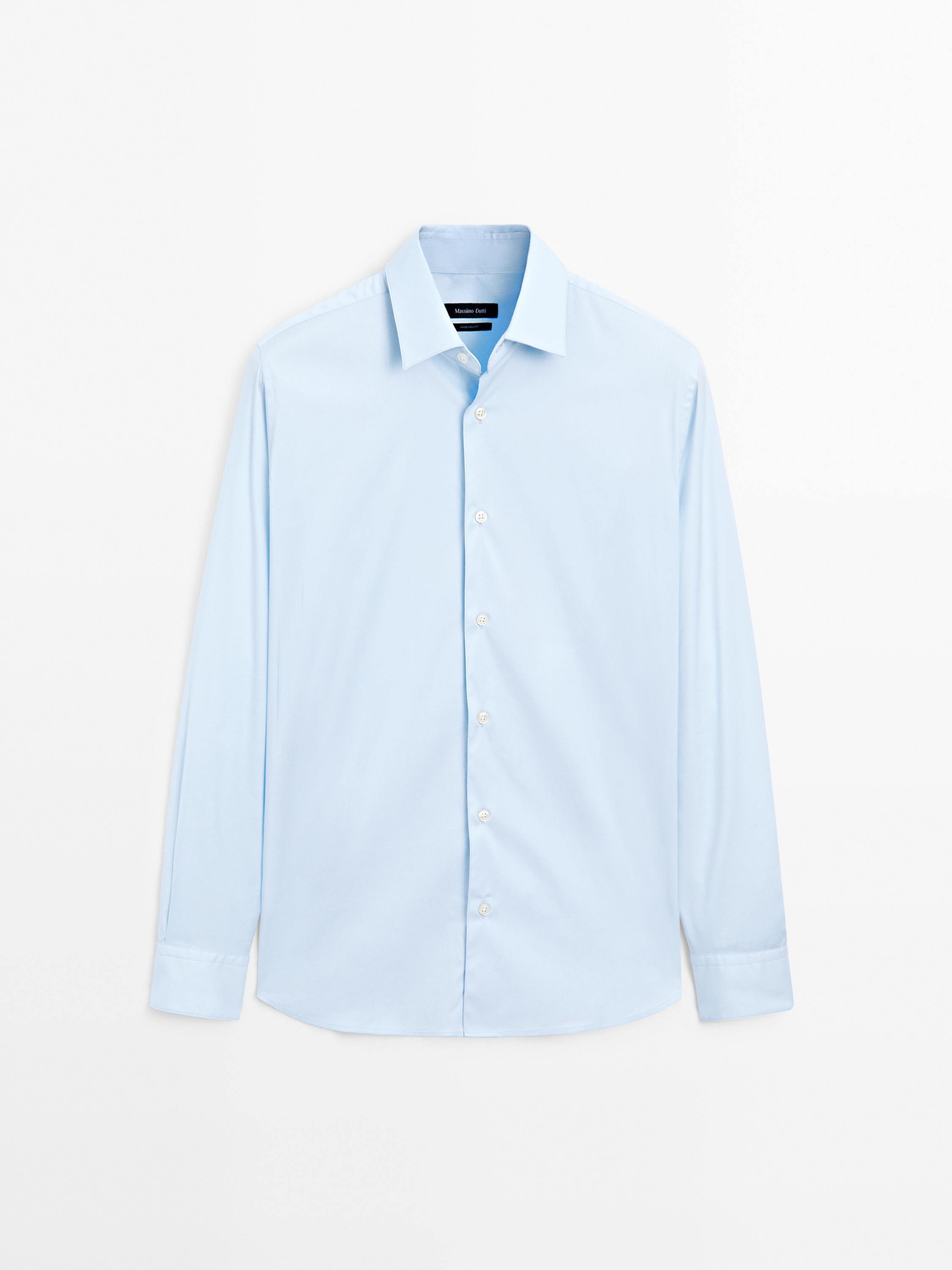 Slim fit stretch cotton blend shirt