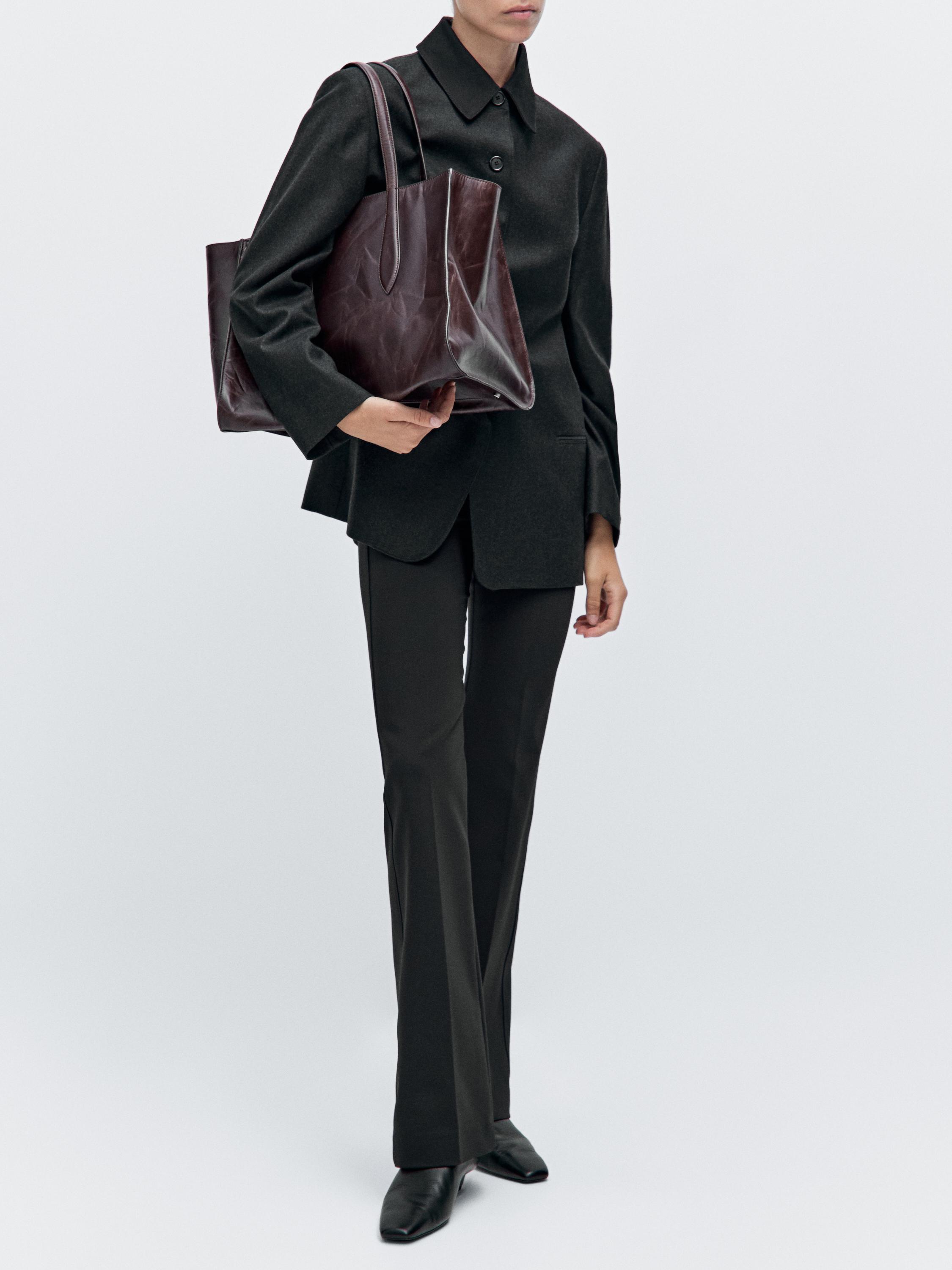 Crackled nappa leather maxi MD ICON bag — BROWN
