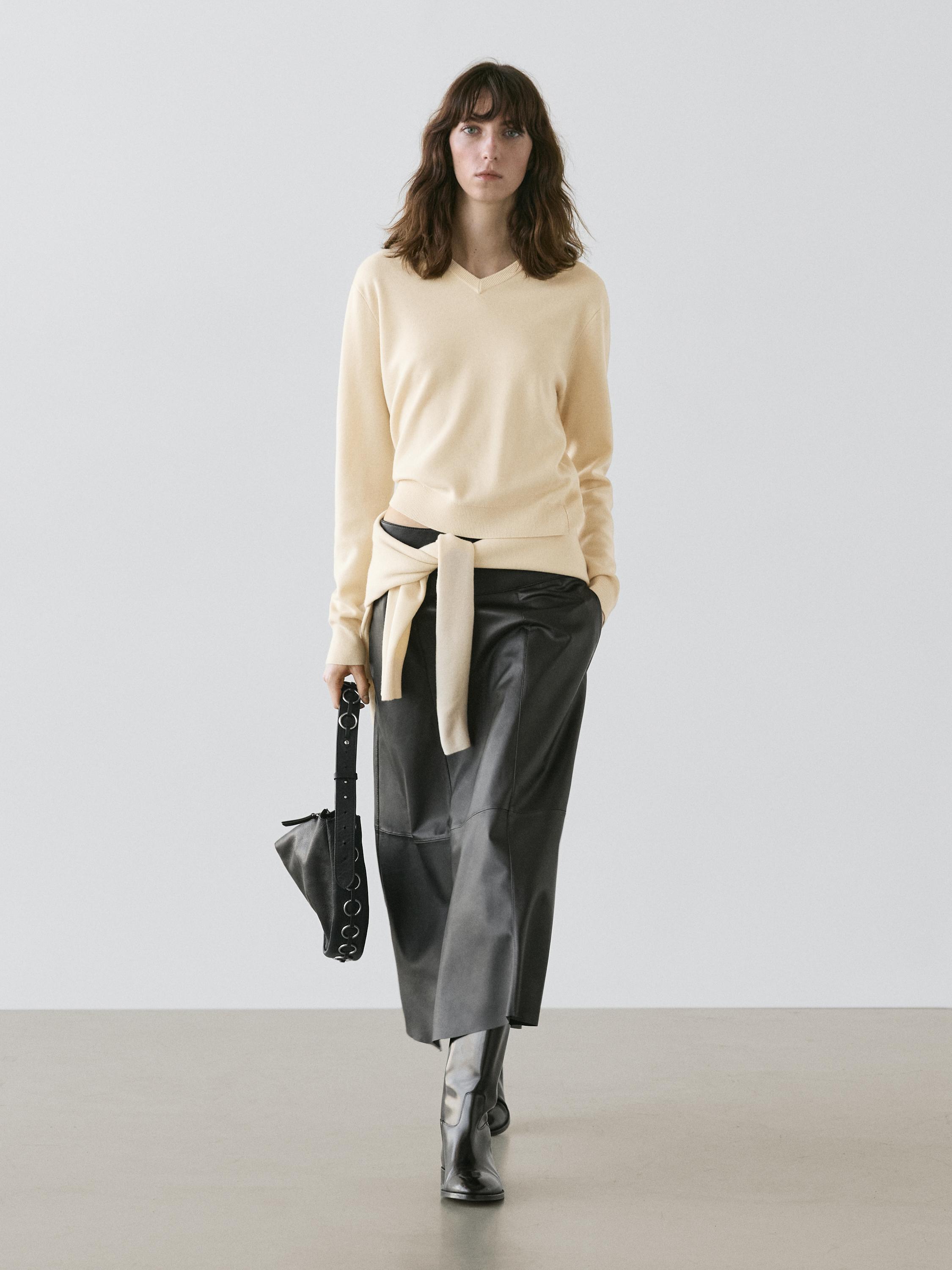 Pull en maille à col en V