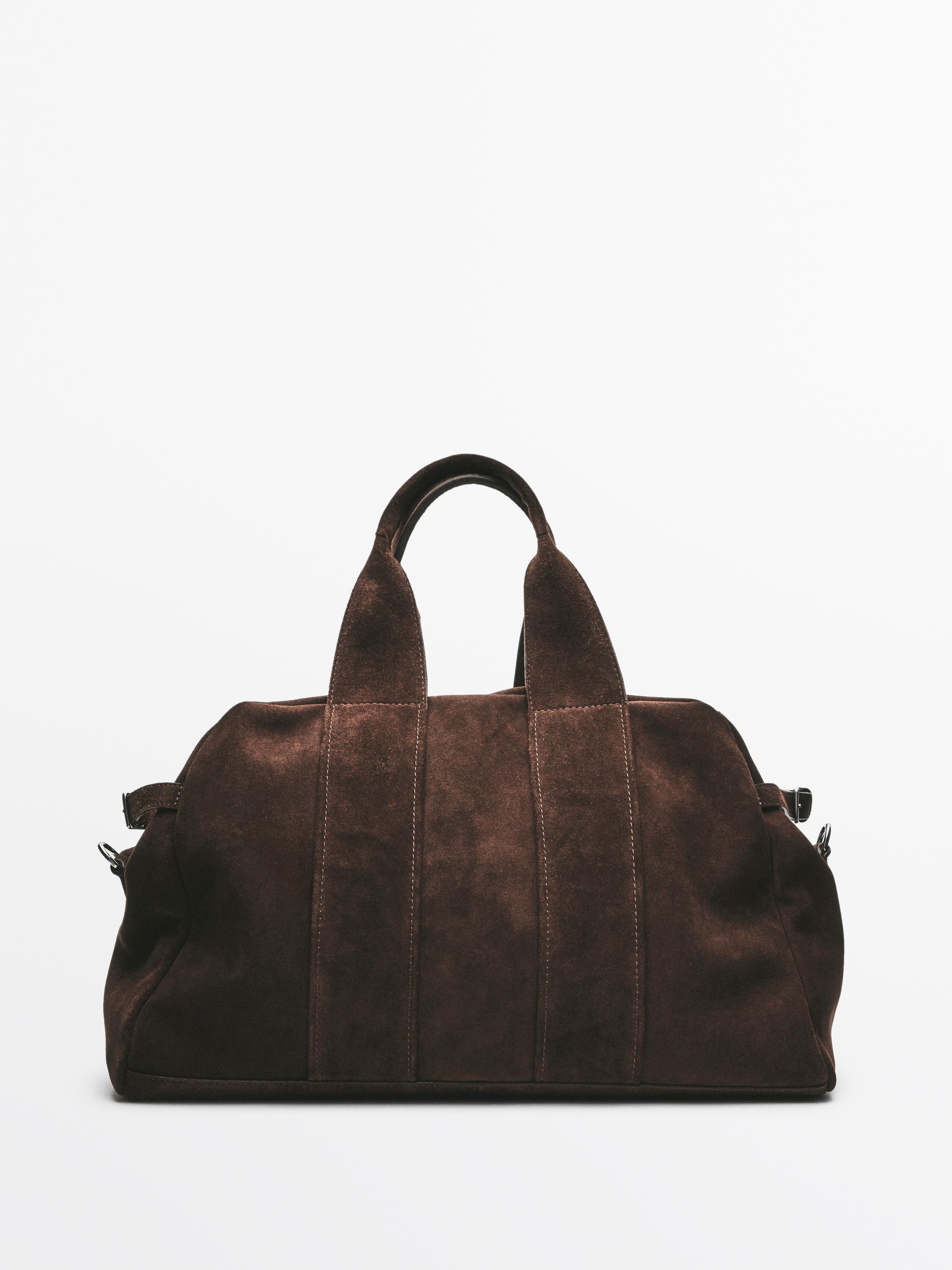 Suede leather travel bag — MOLE BROWN