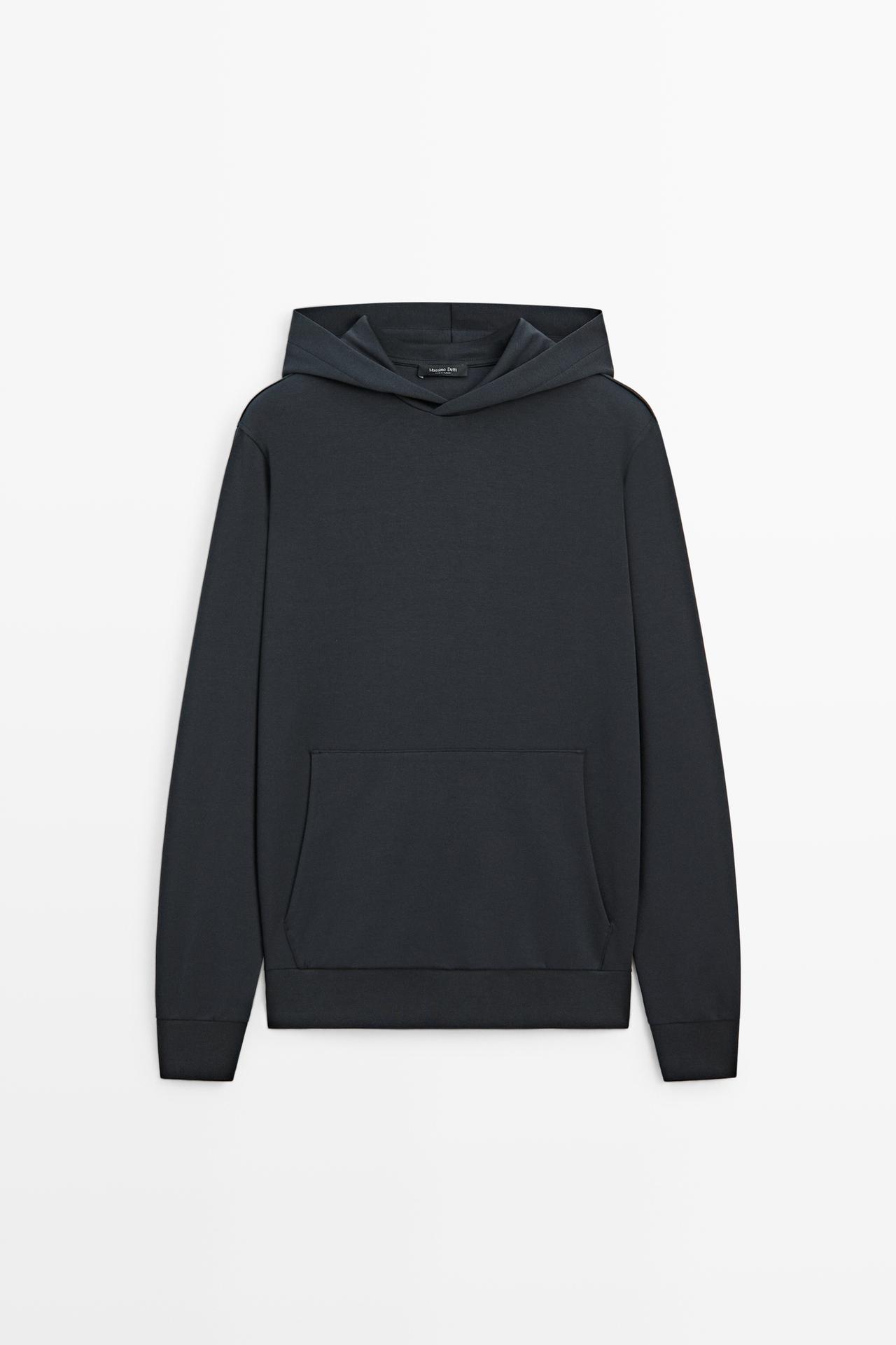 Suede sweatshirt with hood, total-look co-ord — NAVY BLUE