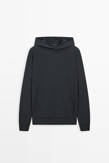 Suede sweatshirt with hood, total-look co-ord — NAVY BLUE 2