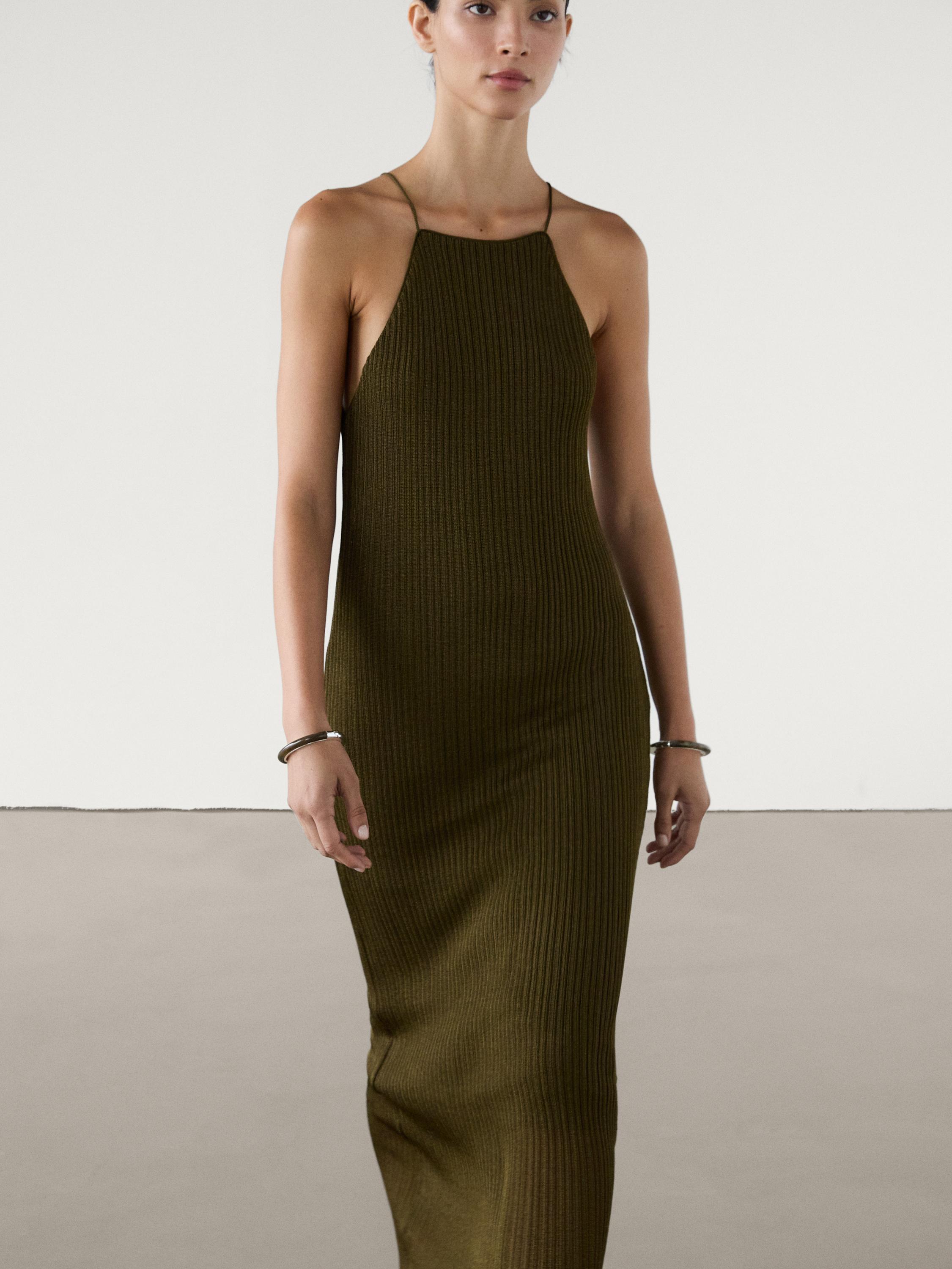 Robe longue maille côtelée