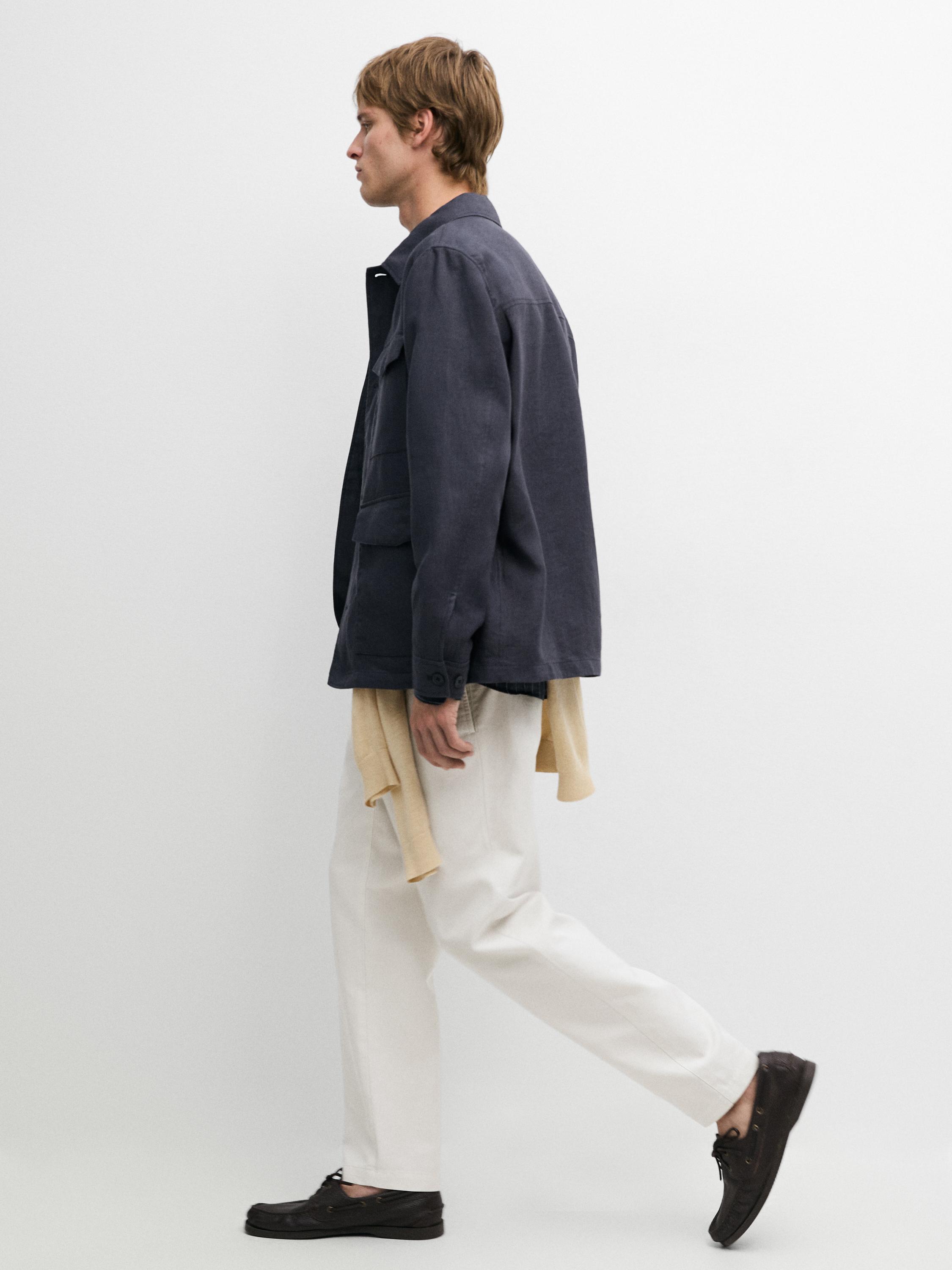Lightweight linen jacket with pockets — BLUE