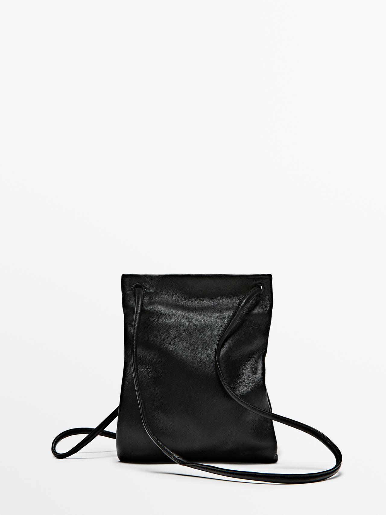 Massimo Dutti - Dame - Lille Taske I Nappaskind - Sort - 01