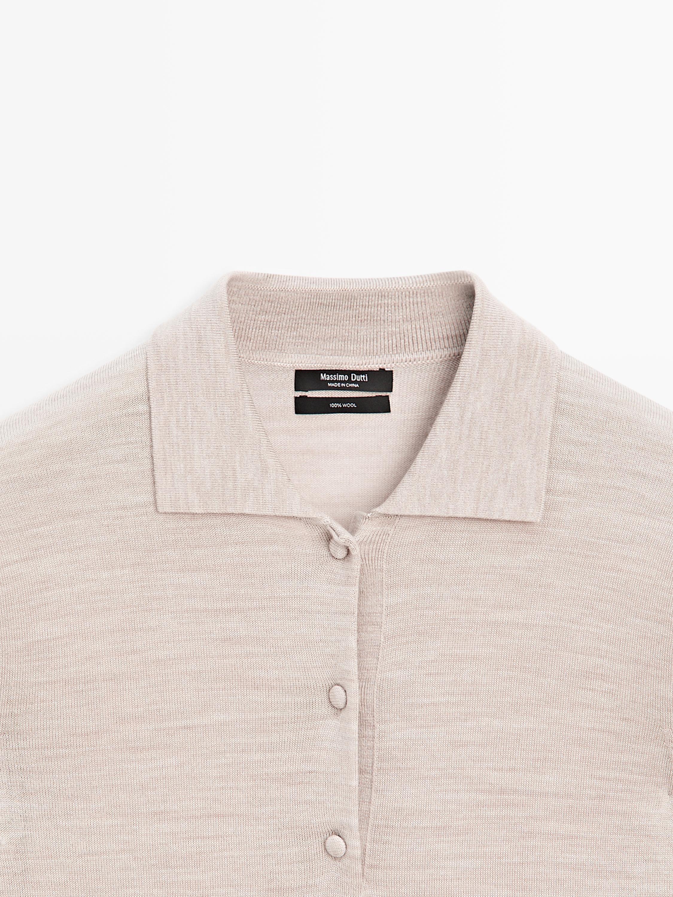 Wool knit polo sweater · Camel, Medium Grey · Sweaters | Massimo Dutti