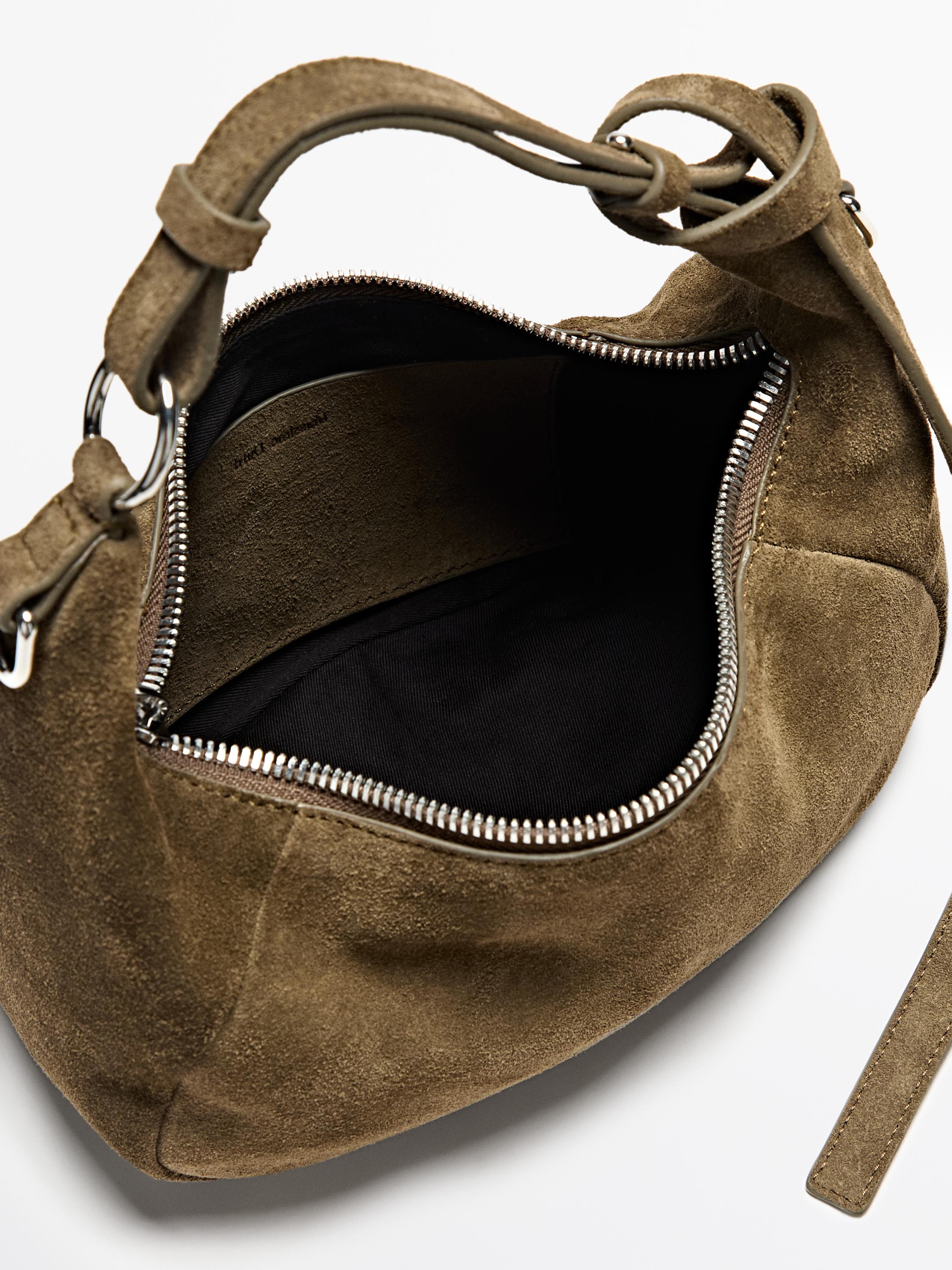 Split leather bag with metal buckle · Khaki · Bagsâ Andâ Backpacks