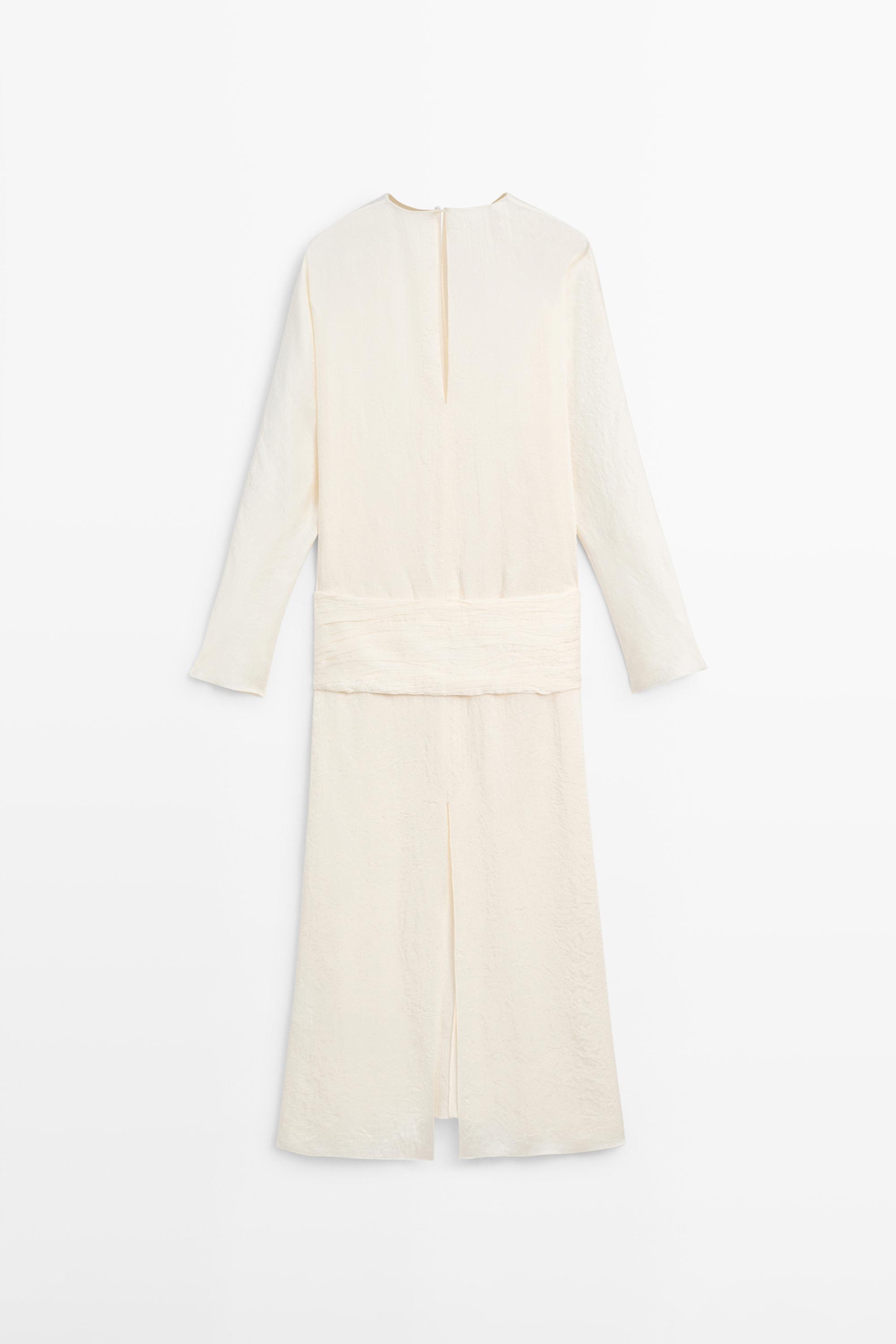Midi dress with sash belt - STUDIO — Beige