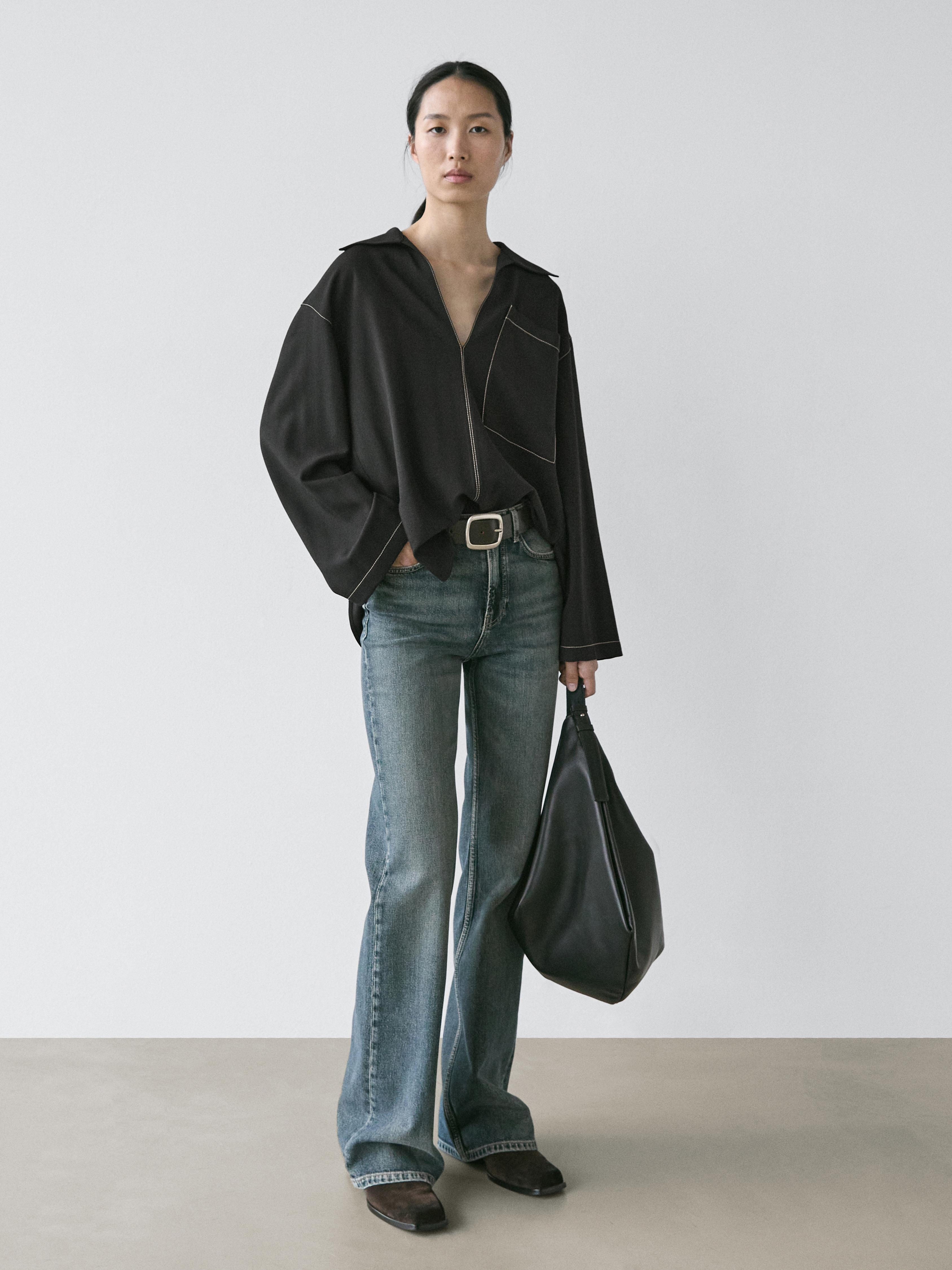 Mid-rise straight-leg flare fit jeans — MEDIUM BLUE