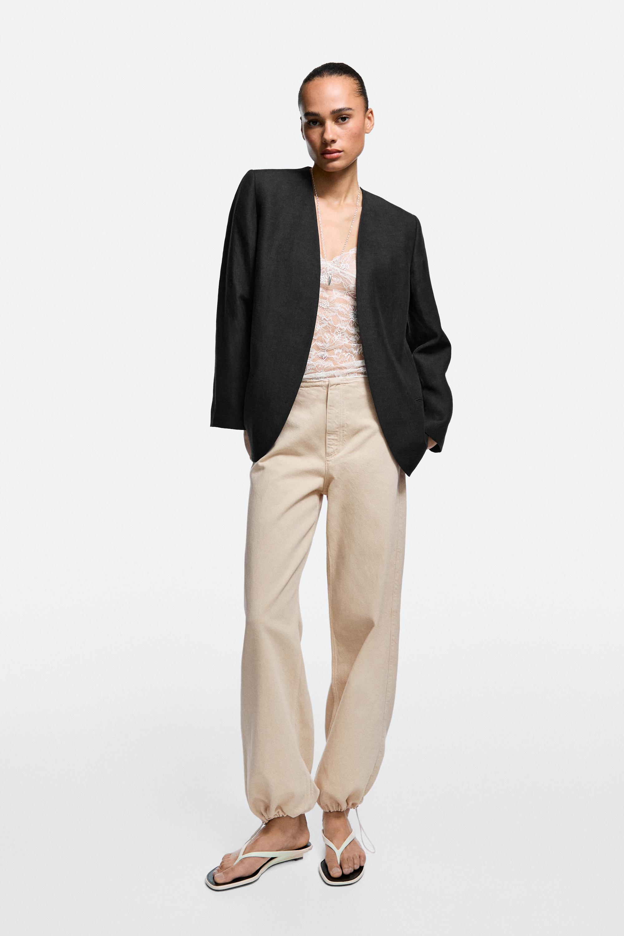 Relaxed fit parachute pants — BEIGE