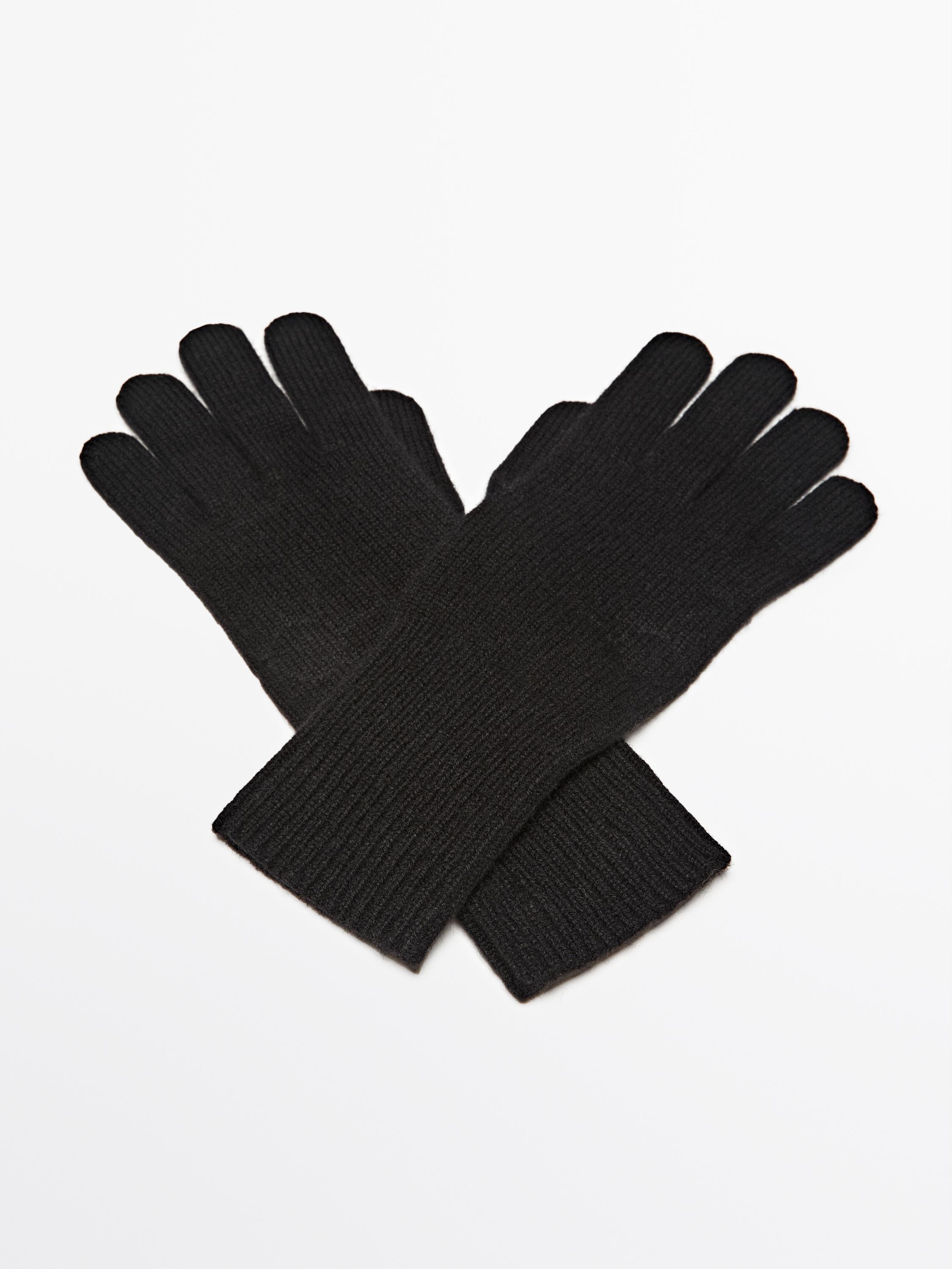 Wool blend knit gloves