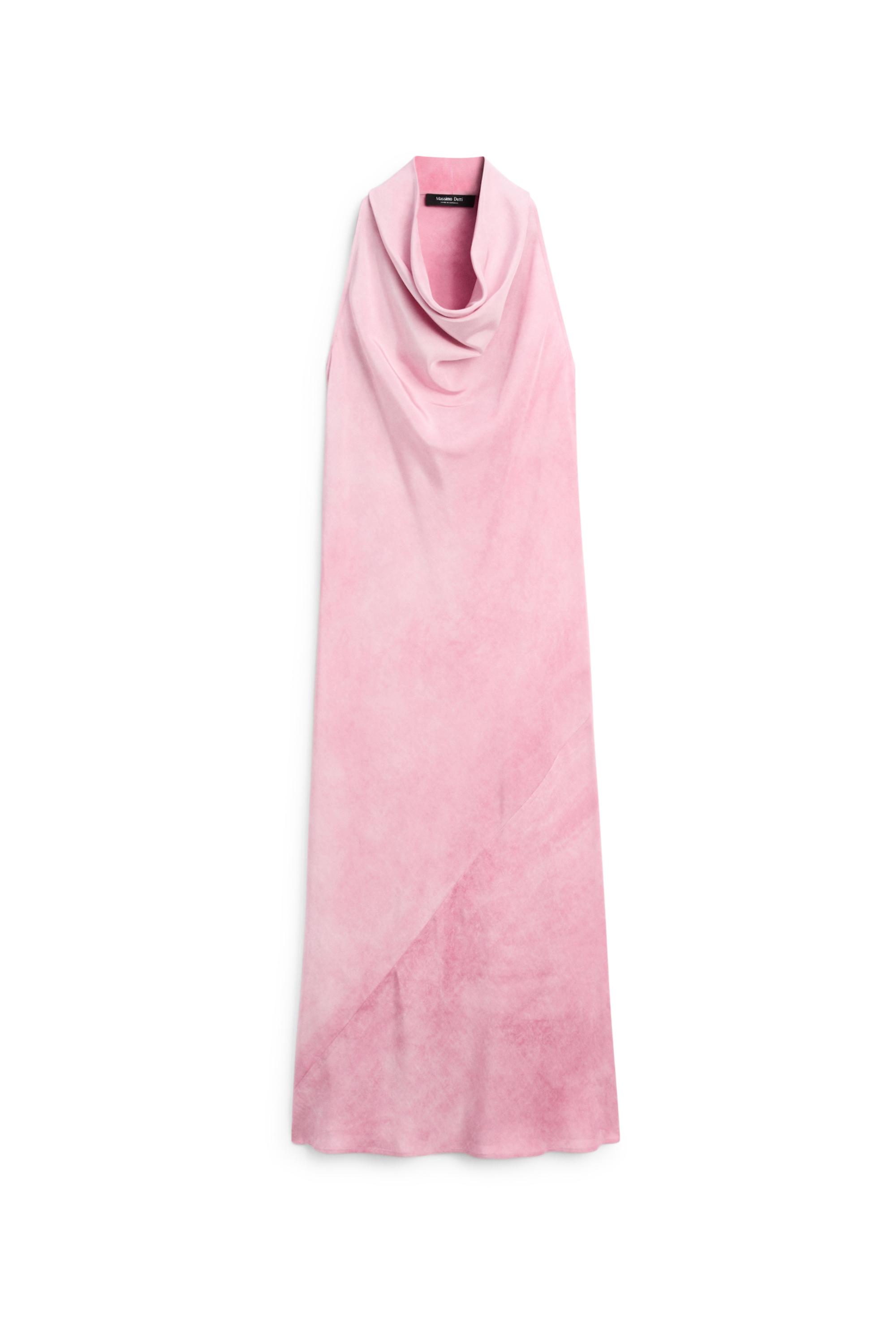 Draped flowing midi dress — Pastel pink