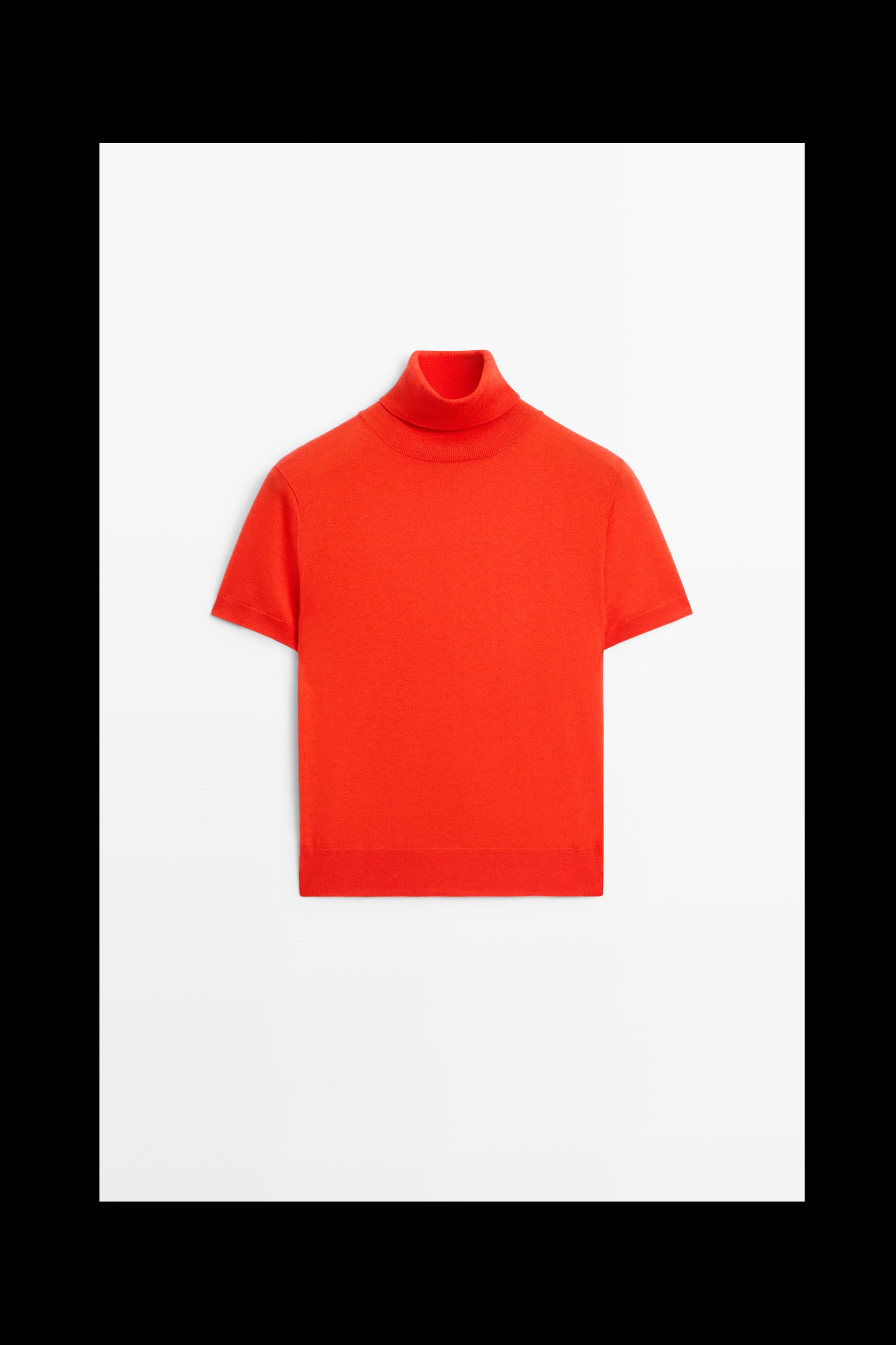 Turtleneck knit sweater - ORANGE