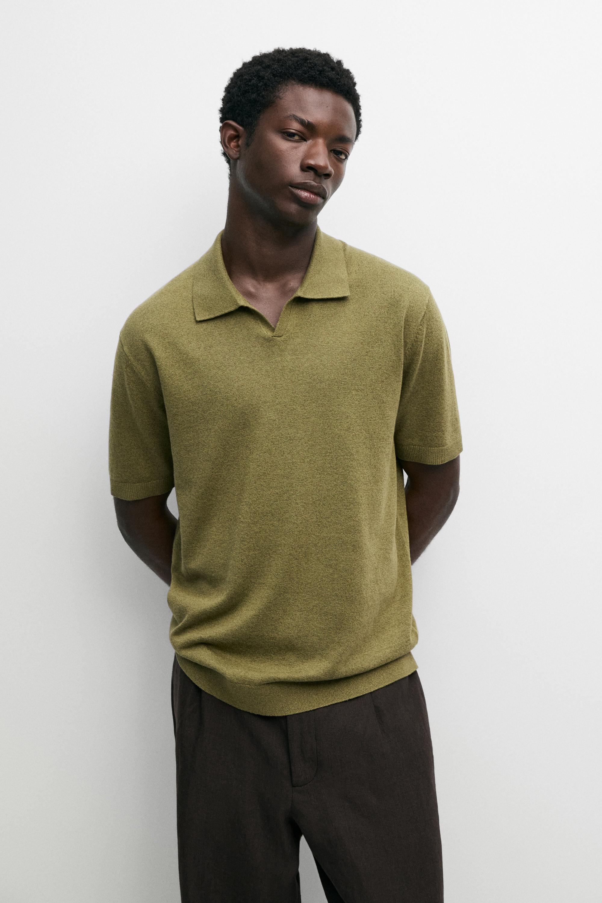 Maglia a polo in misto lino