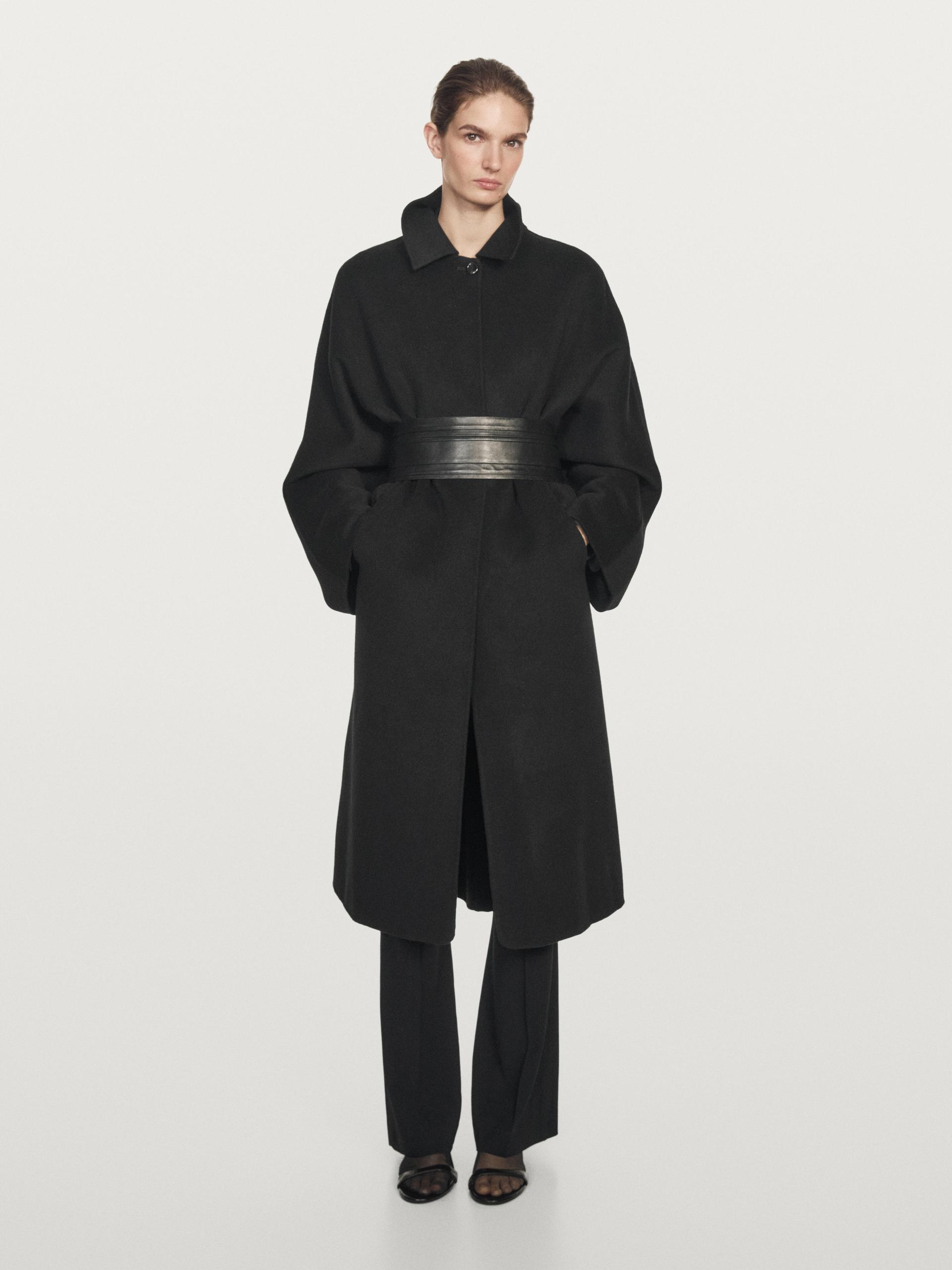 Cappotto Lungo Con Maniche A Pipistrello - Nero - M - Massimo Dutti - Femminile
