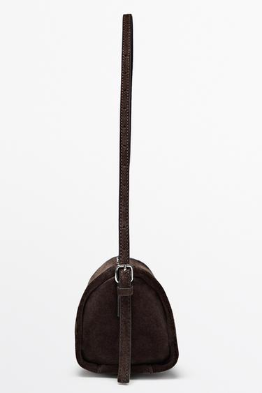 Split suede leather crossbody bag — Chocolate 4