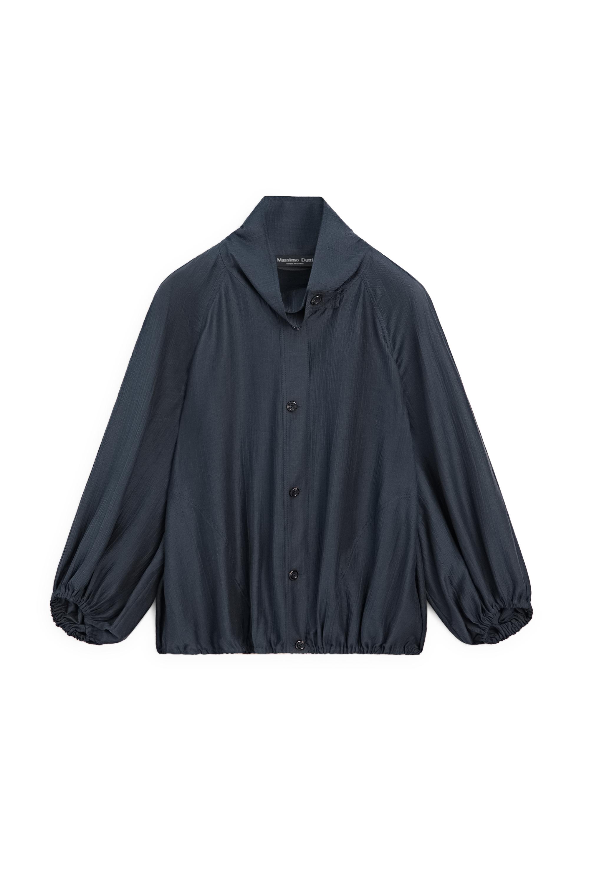Fluid overshirt with puff detail — FADED BLUE