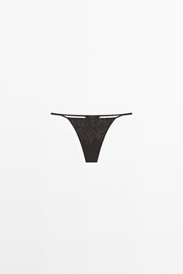 Thong with embroidered detail — CHARCOAL 2
