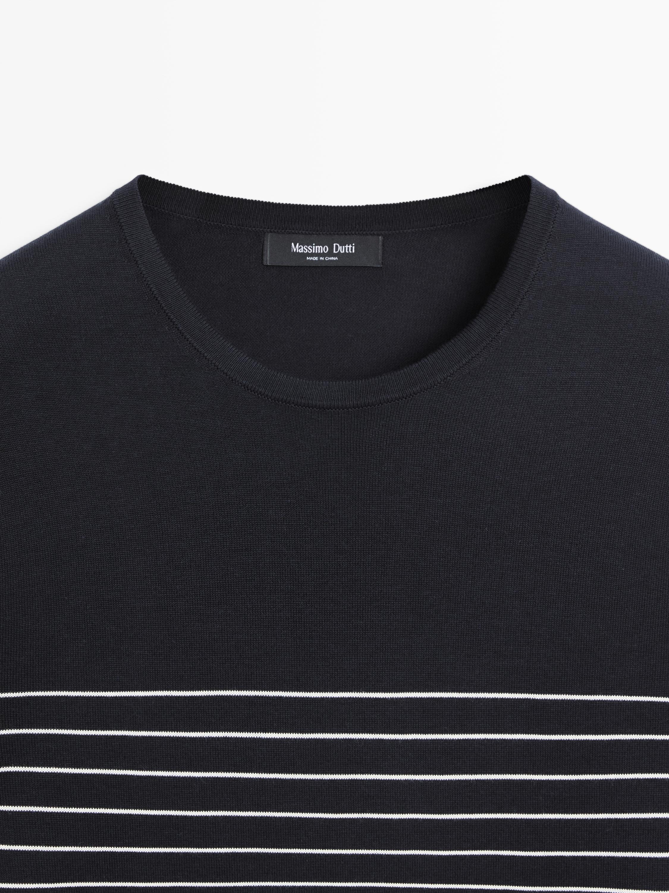 Striped crew neck sweater — NAVY BLUE