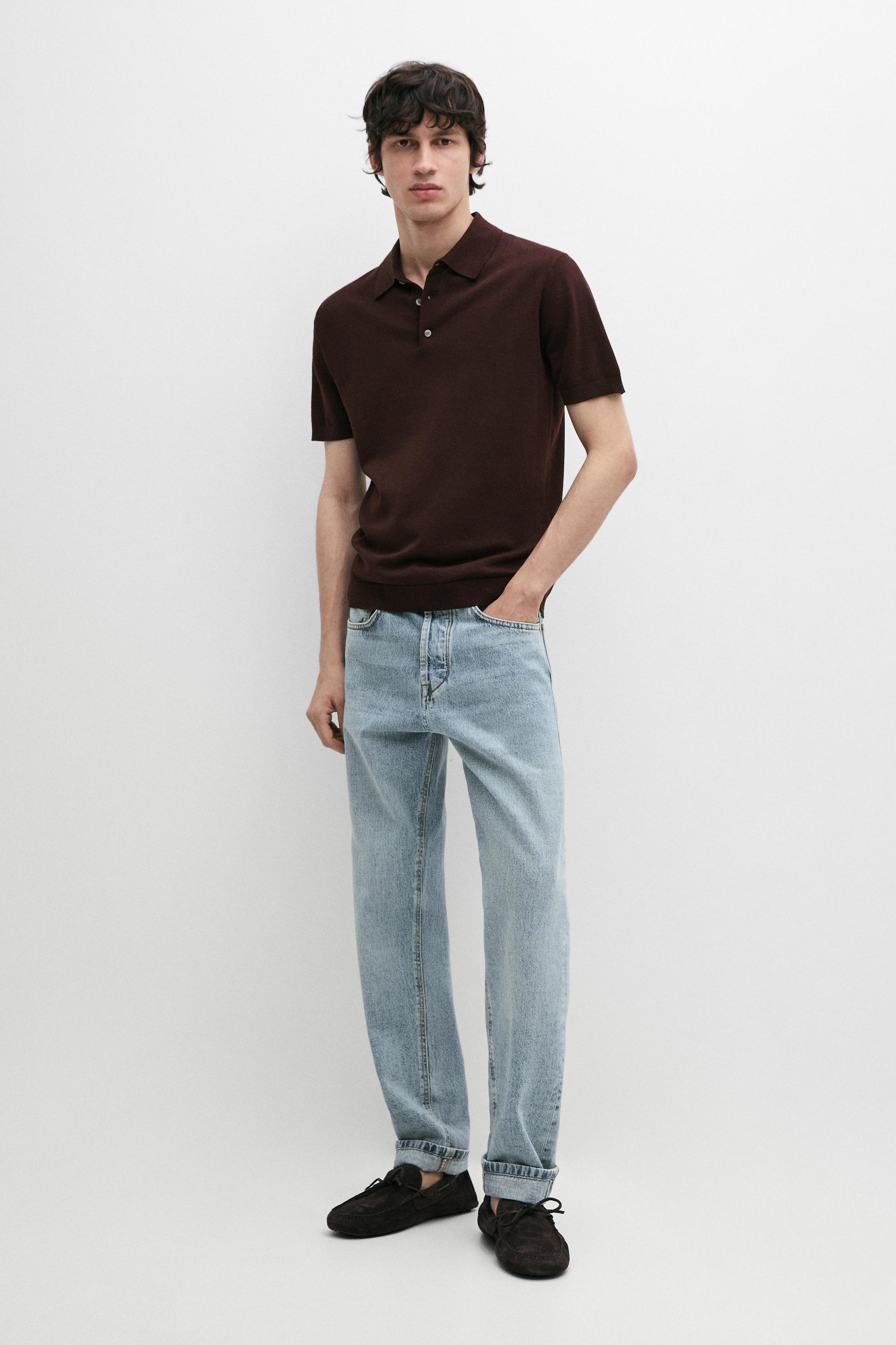 100% cotton knit polo shirt — BURGUNDY