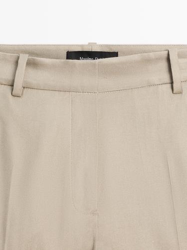 Straight-leg linen blend trousers — BEIGE 4