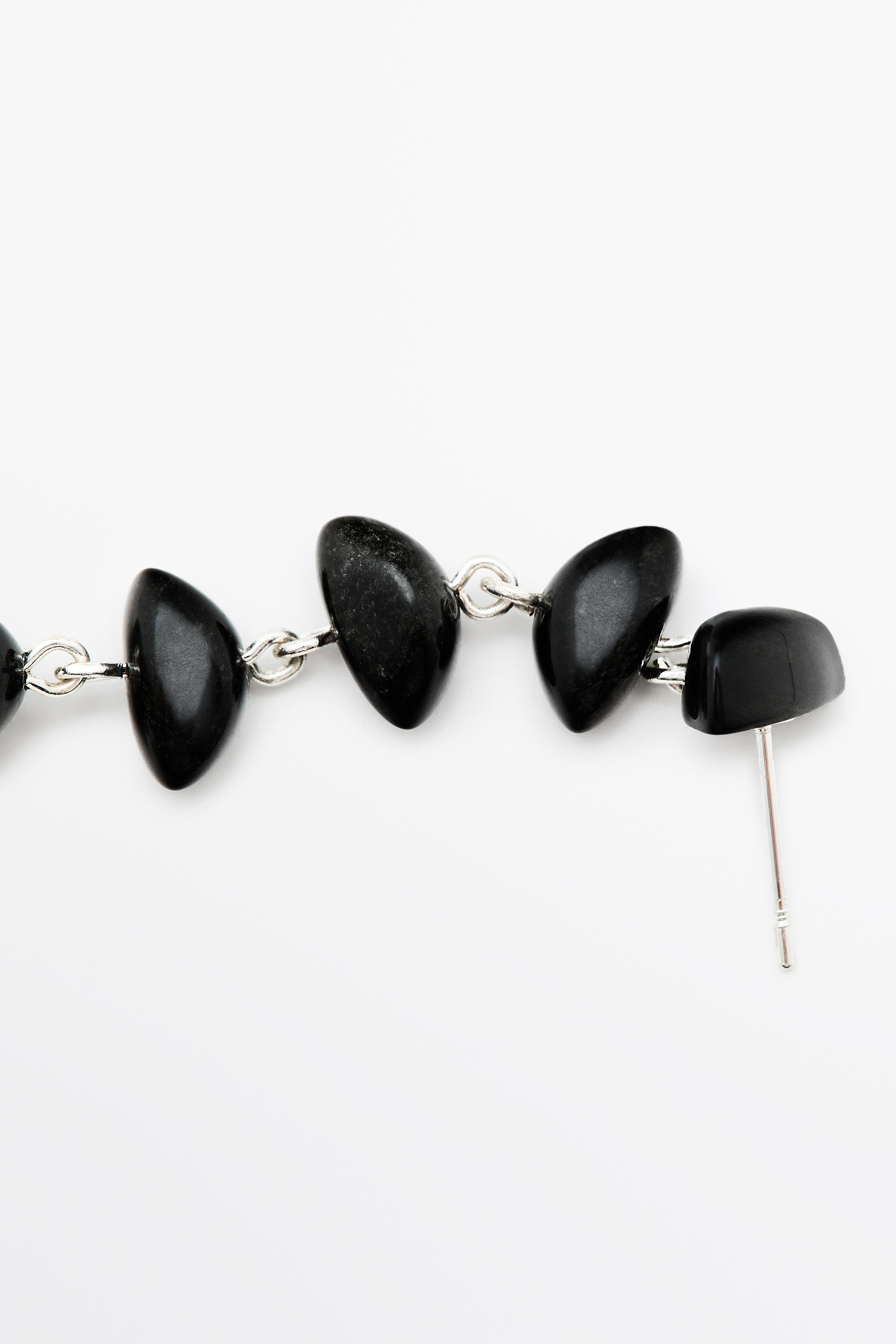 Gemstone dangle earrings — BLACK