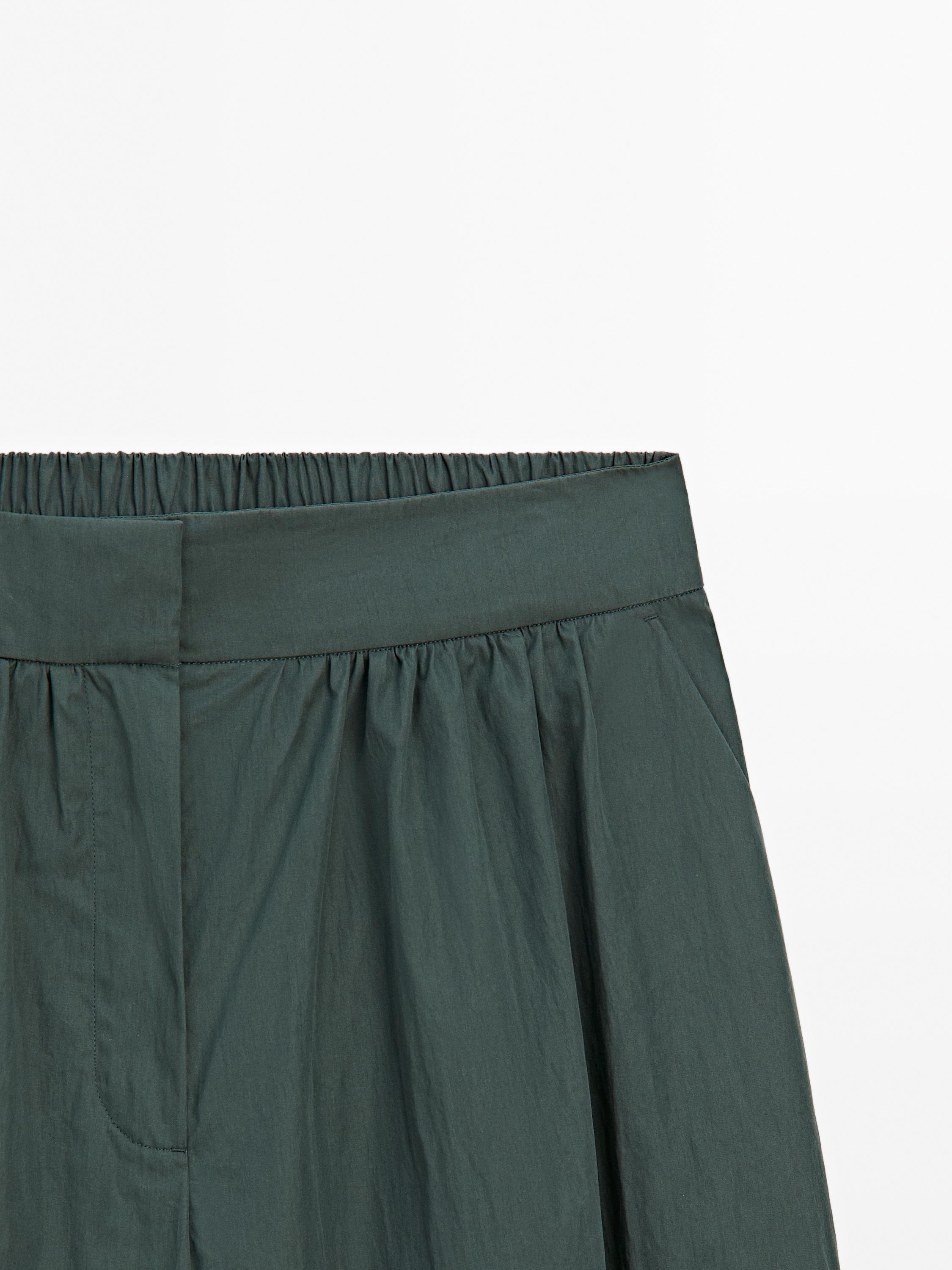 Poplin trousers with elasticated waistband