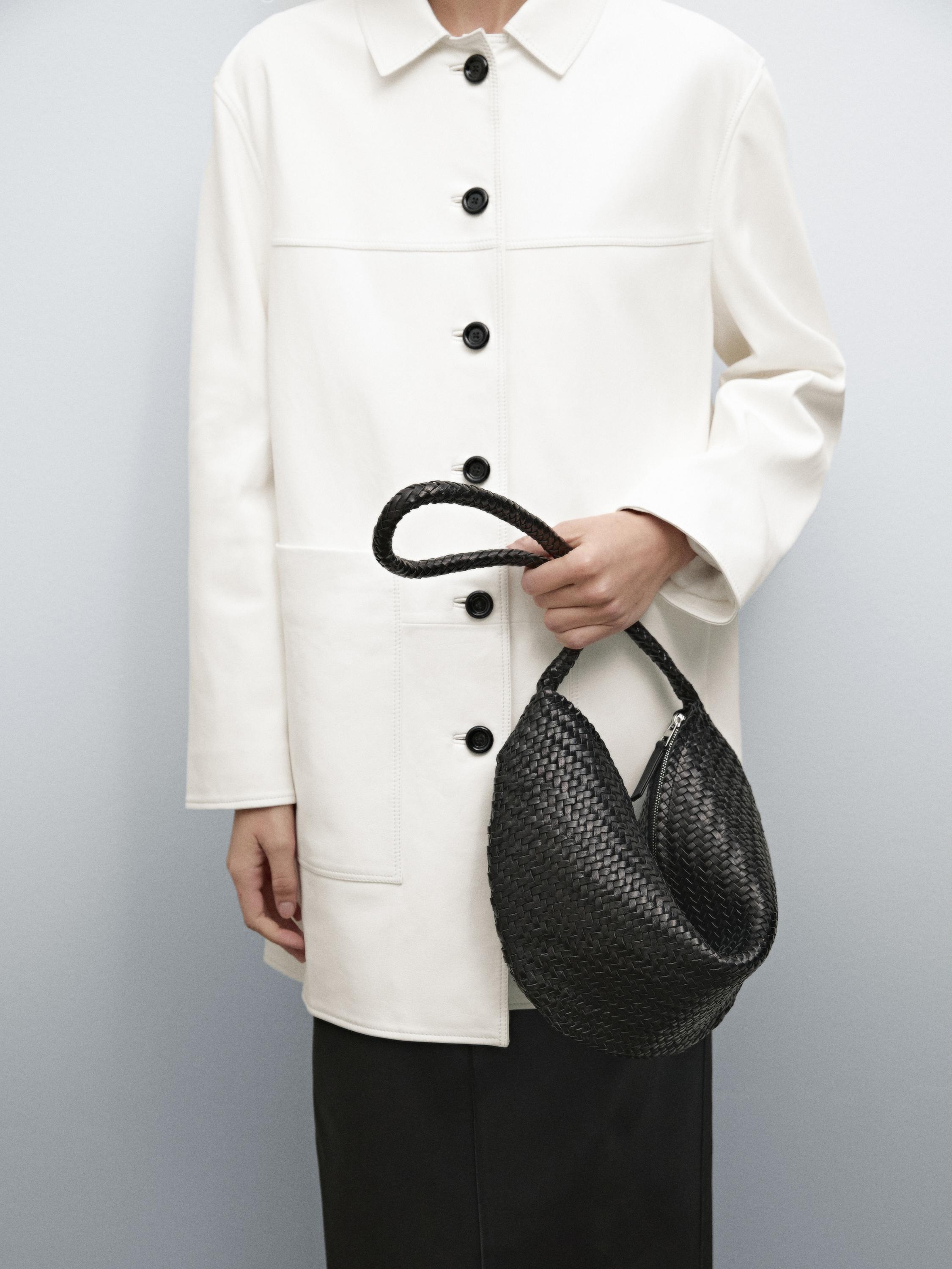 Braided nappa leather crossbody bag