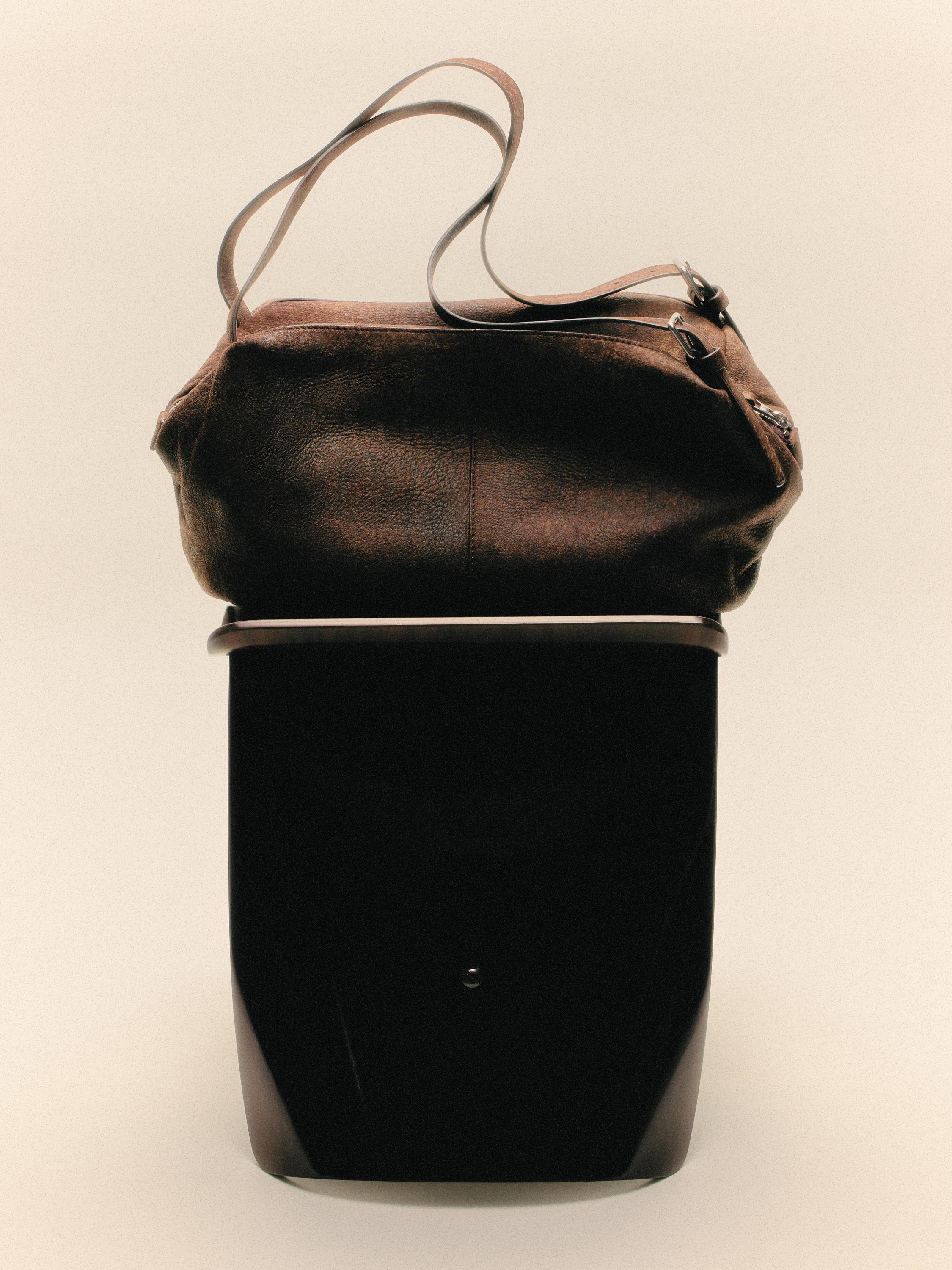 Nappa leather maxi duffle bag — BROWN