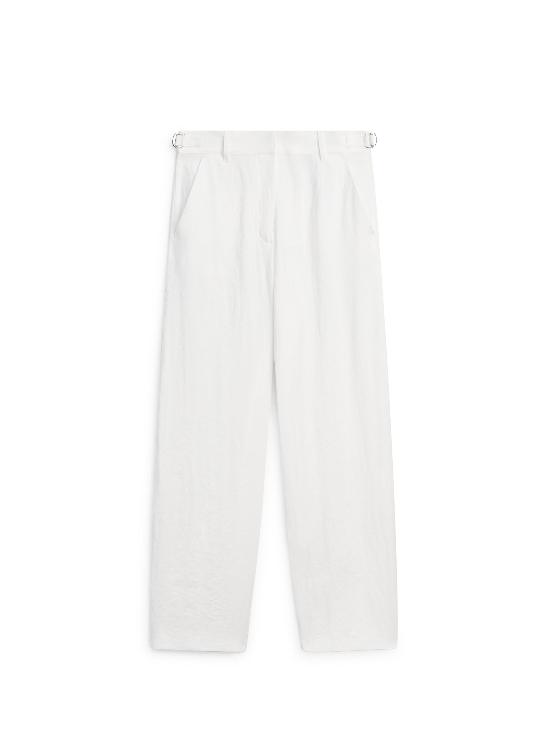Flowing trousers with buckles — WHITE