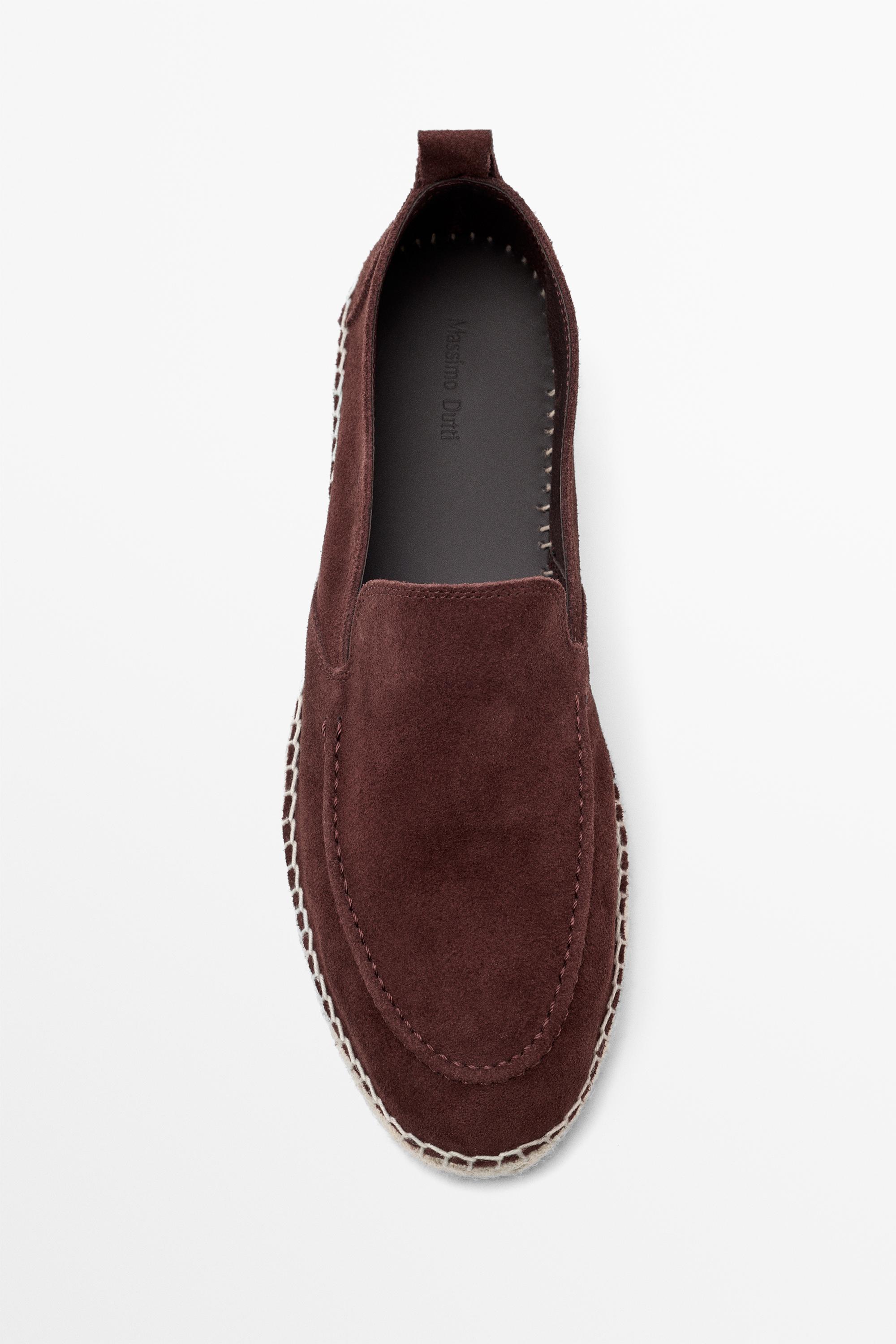 Leather espadrilles with moc toe — BURGUNDY