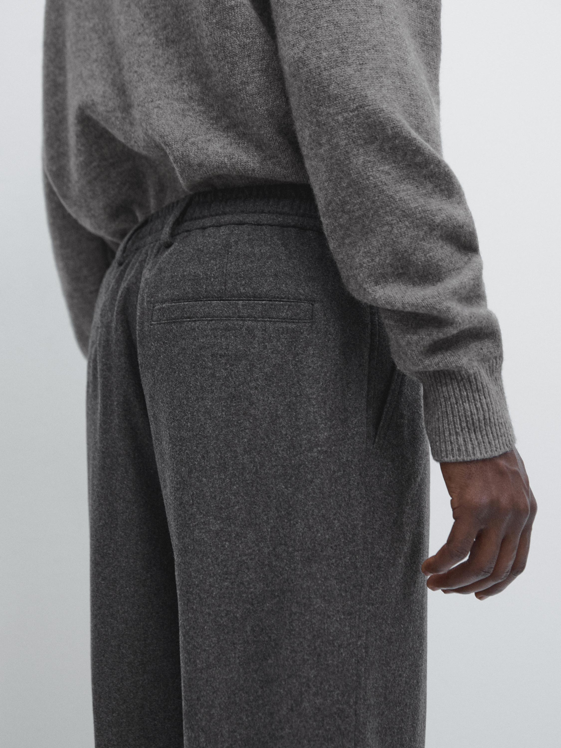 Wool blend flannel trousers — GREY