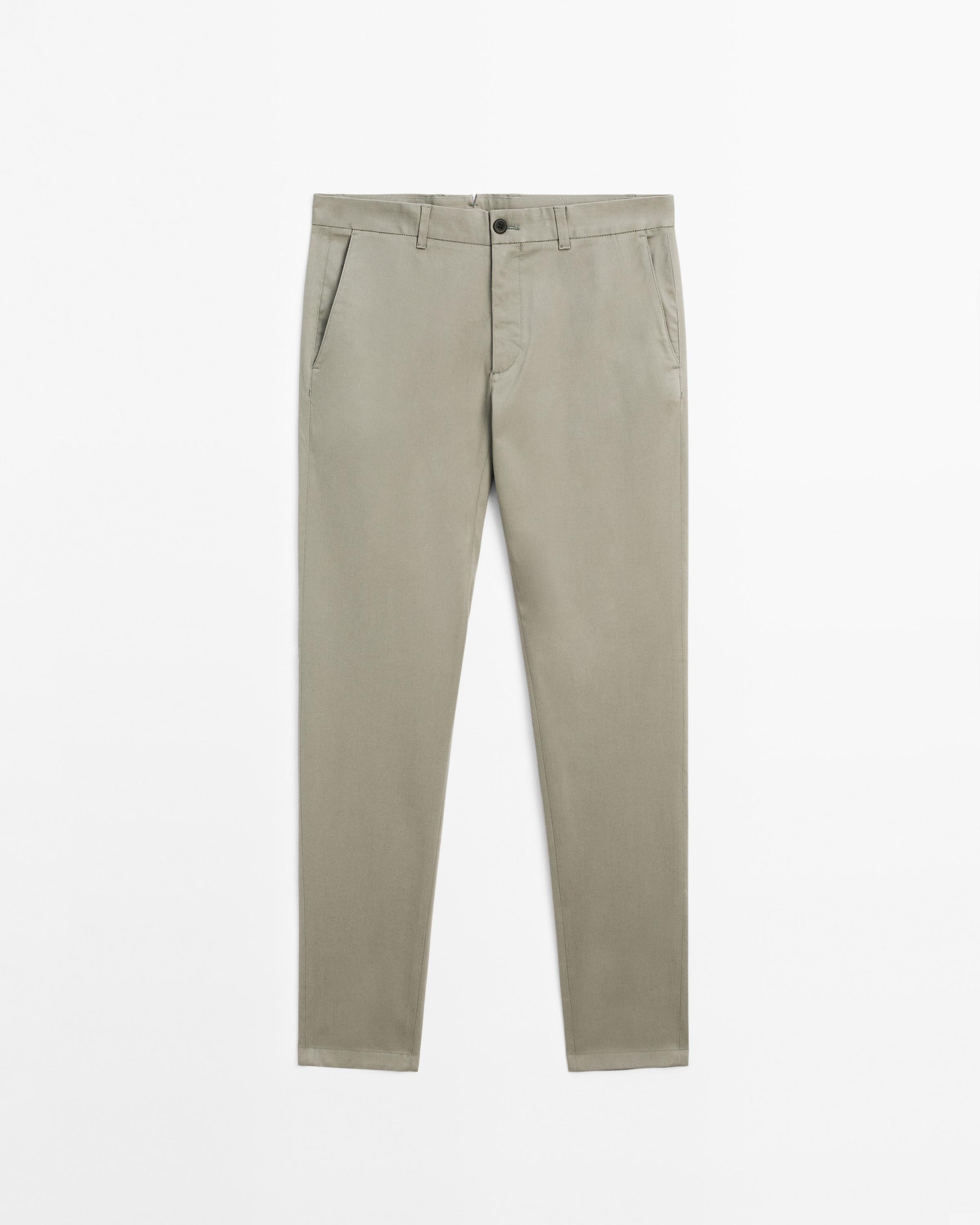 Slim fit comfort cotton blend trousers