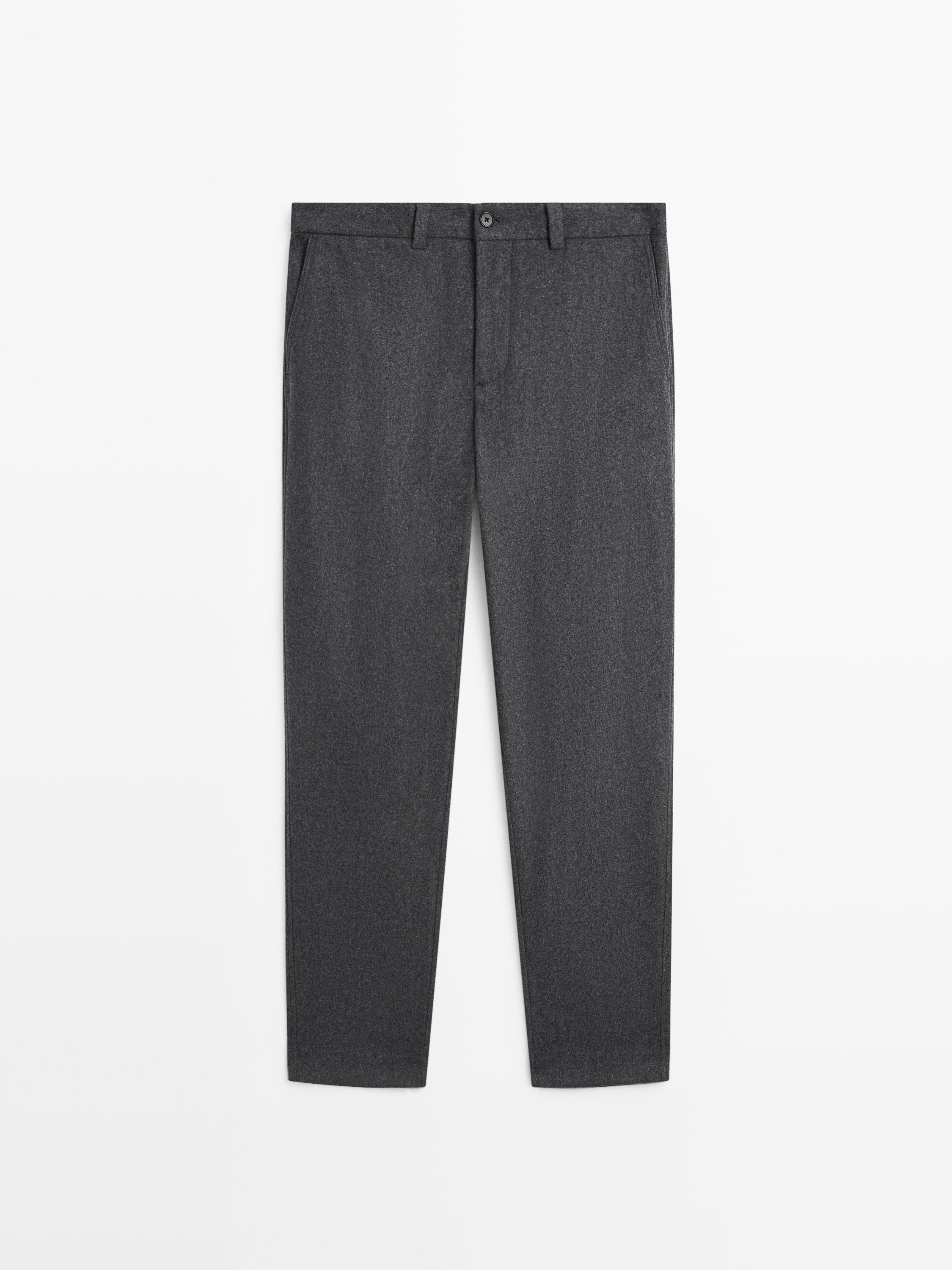 Wool blend flannel trousers — GREY
