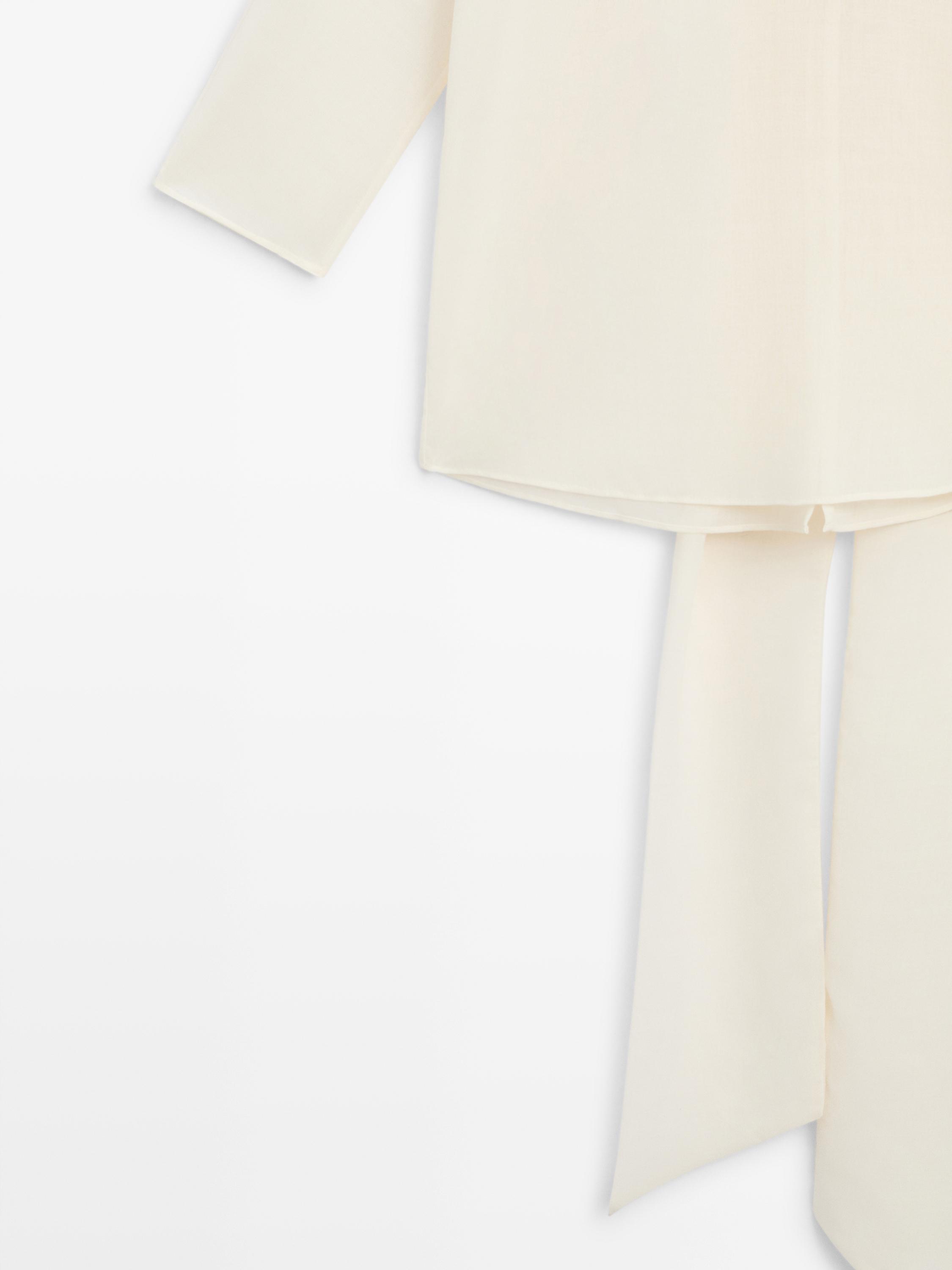 Flowing blouse with tie detail - STUDIO — CREAM