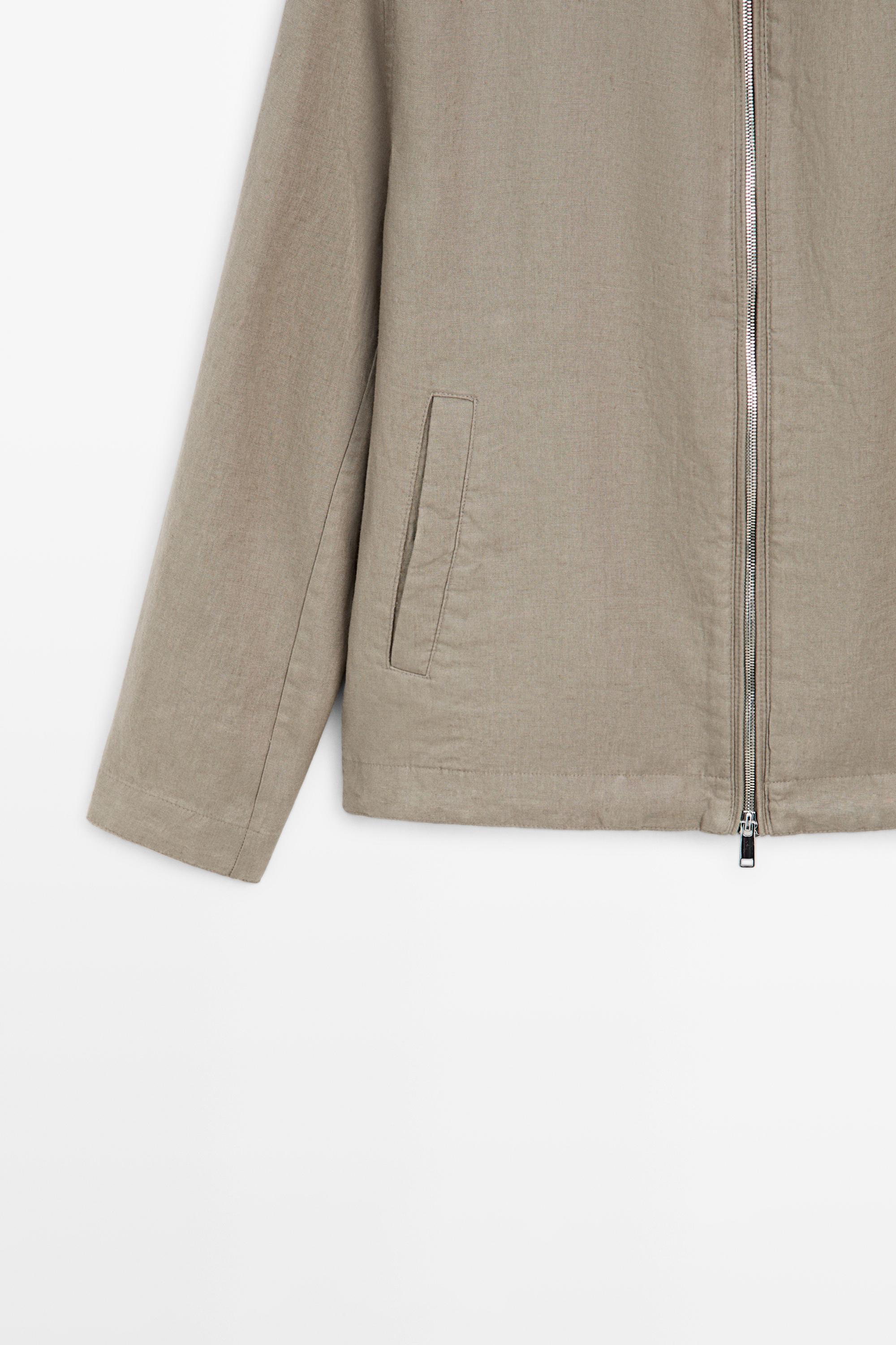 Linen bomber jacket — BEIGE
