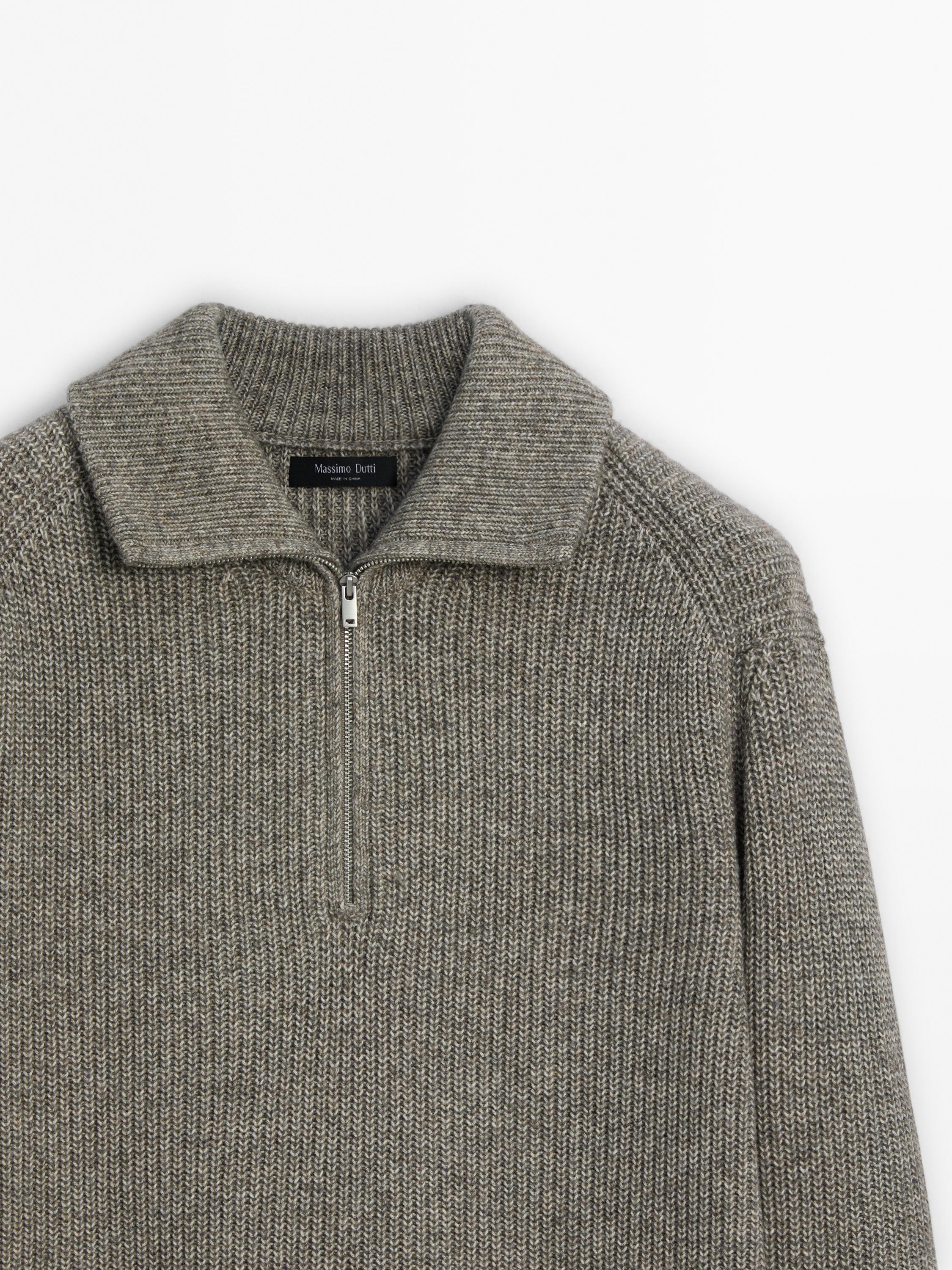 Cotton blend mock neck sweater