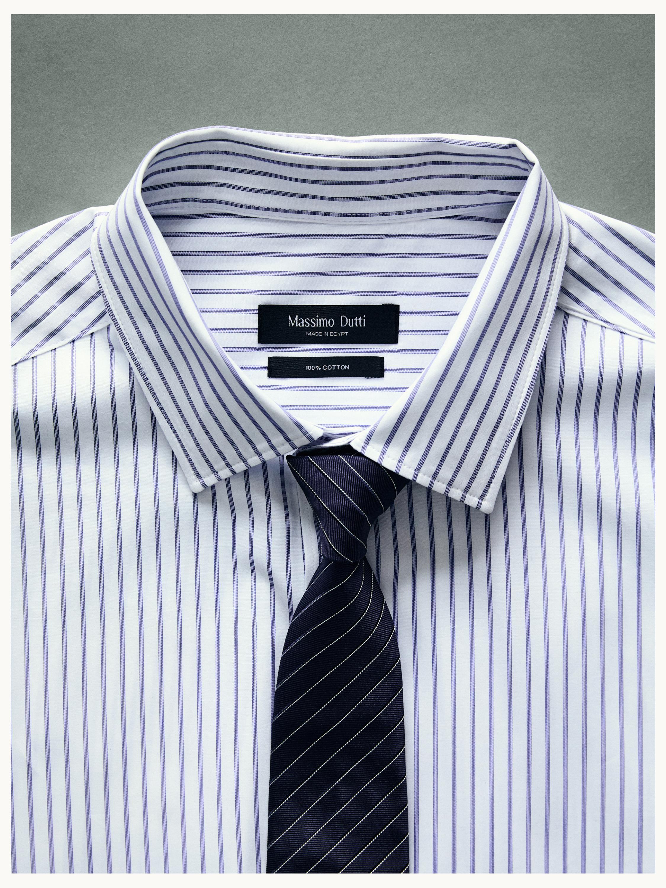 Regular fit striped shirt — Light Blue