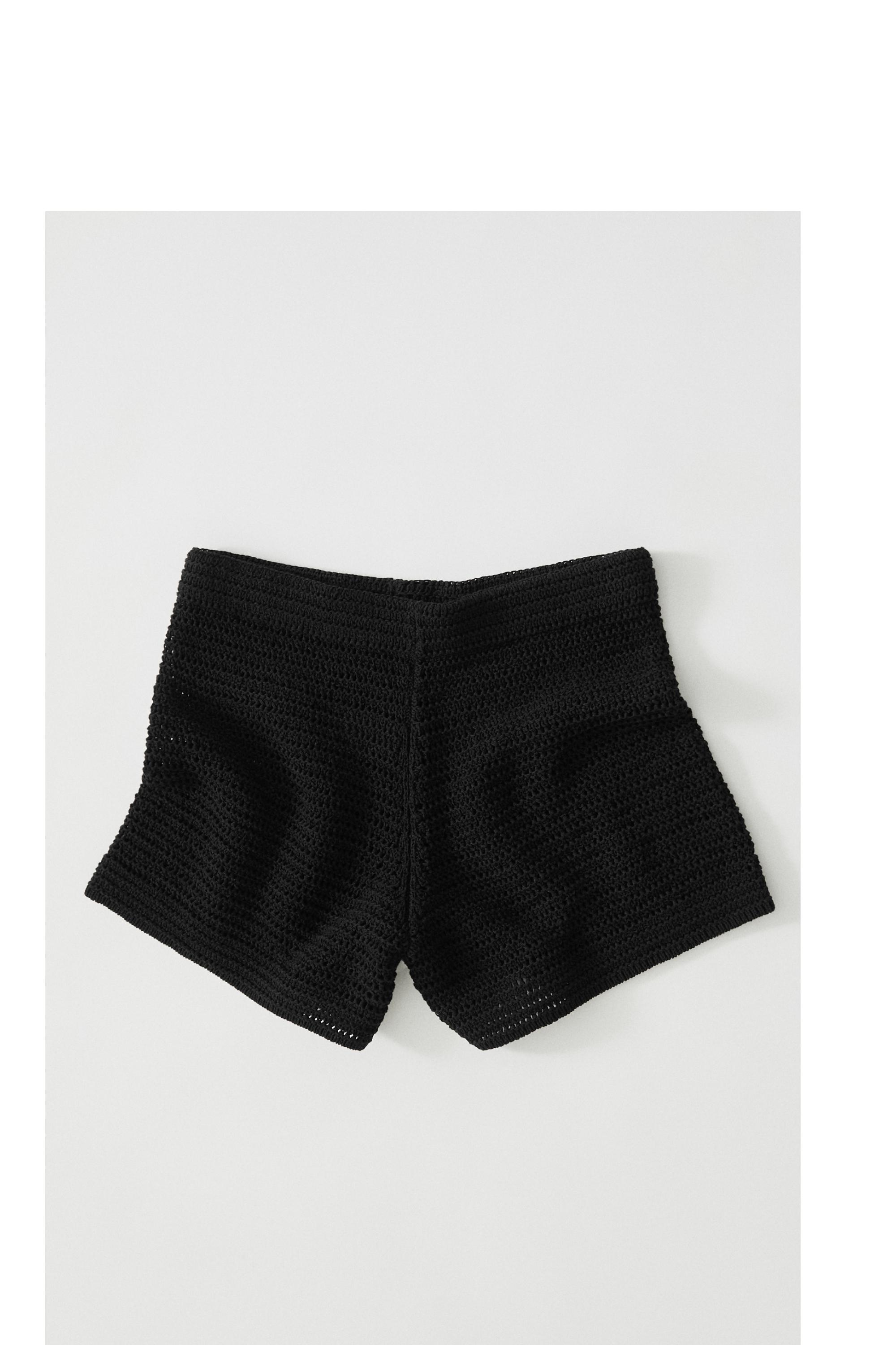 Short cotton blend knit Bermuda shorts — BLACK