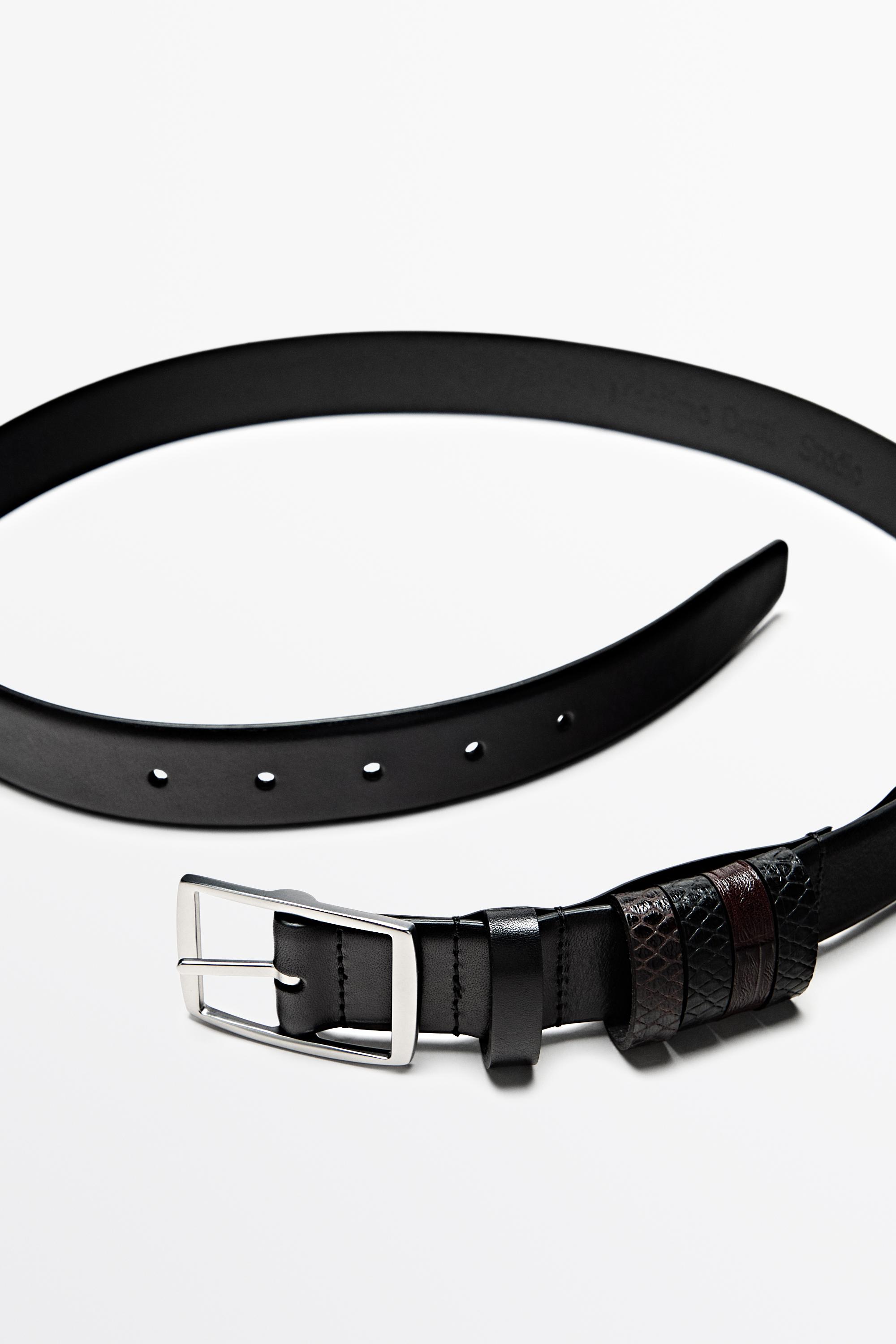 Leather belt with 5 loops - STUDIO